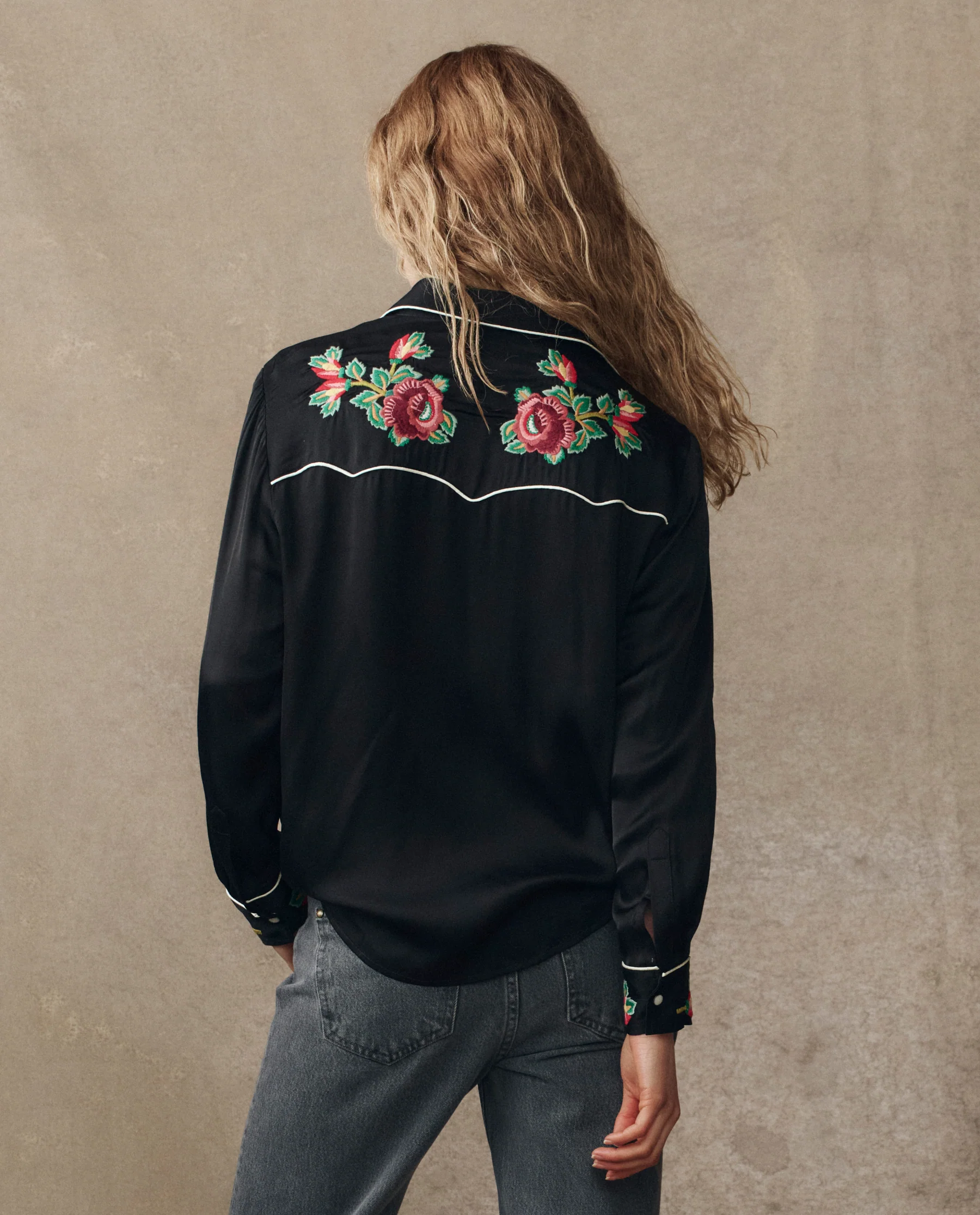 The Heirloom Rose Western Shirt. -- Black - Image 4