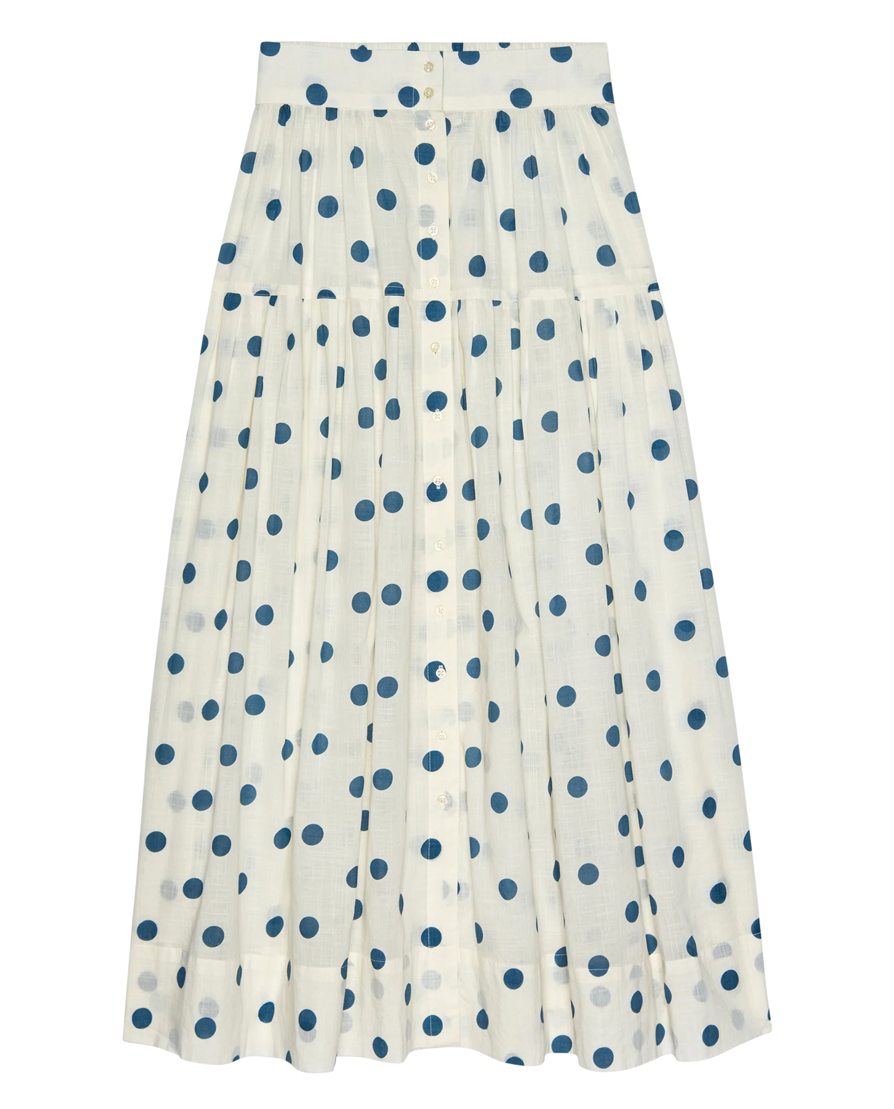 The Highland Skirt. -- Cream with Blue Polka Dots - Image 5