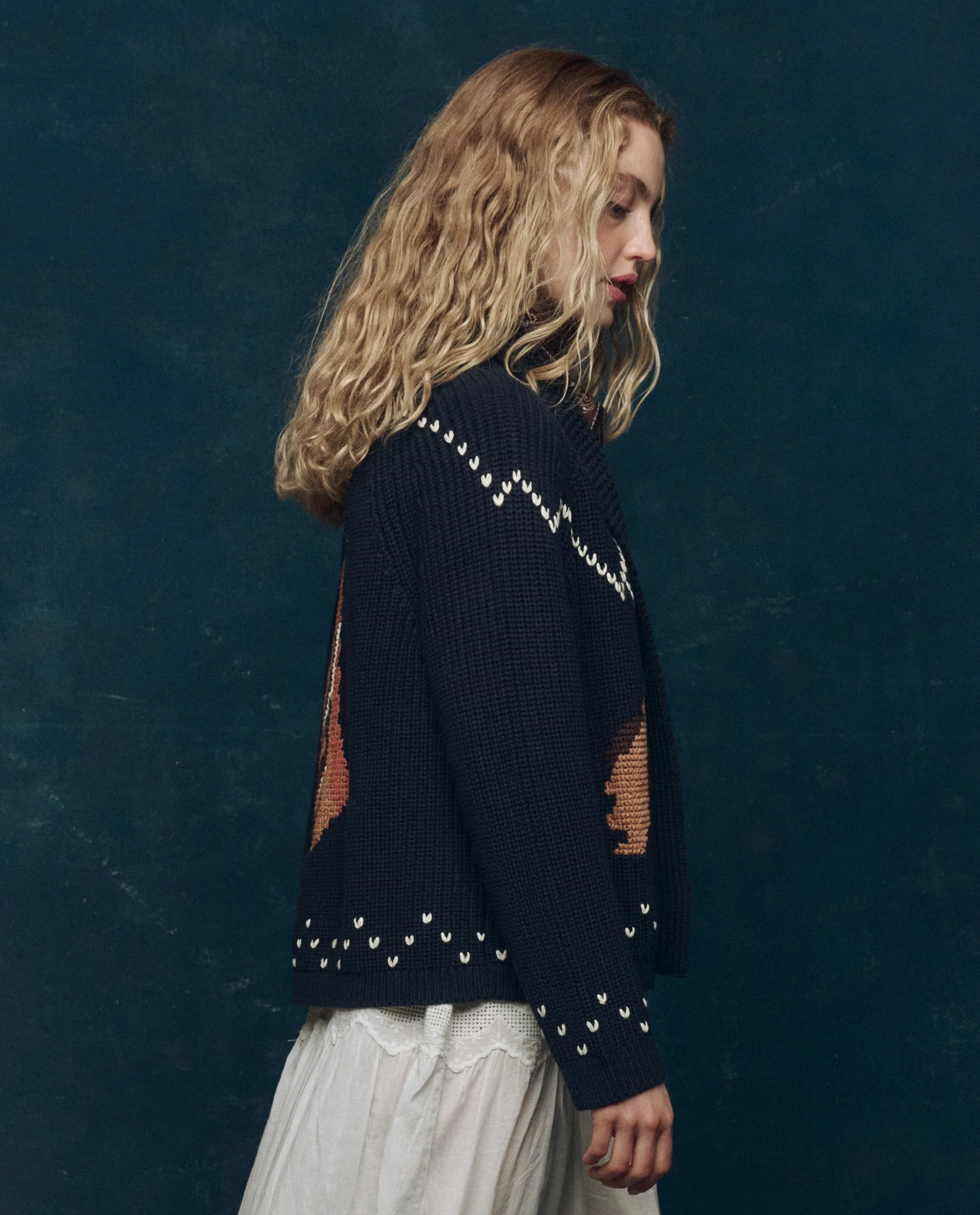 The Horse Lodge Cardigan. -- Navy - Image 3
