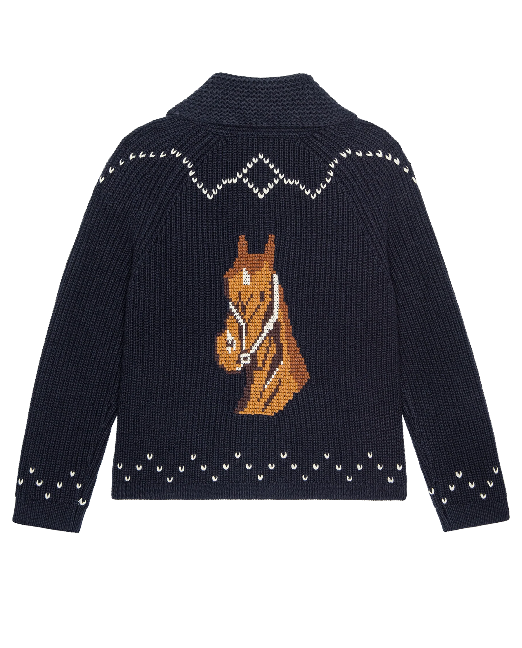 The Horse Lodge Cardigan. -- Navy - Image 5