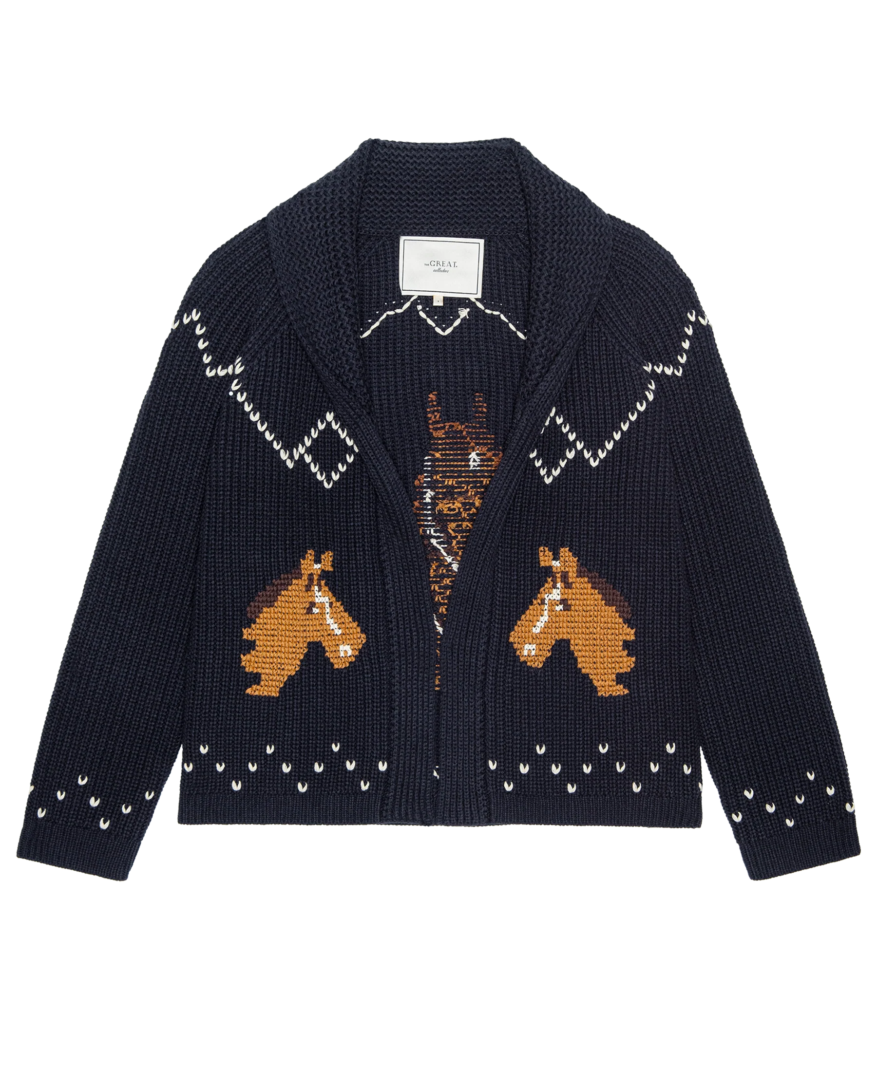 The Horse Lodge Cardigan. -- Navy - Image 6