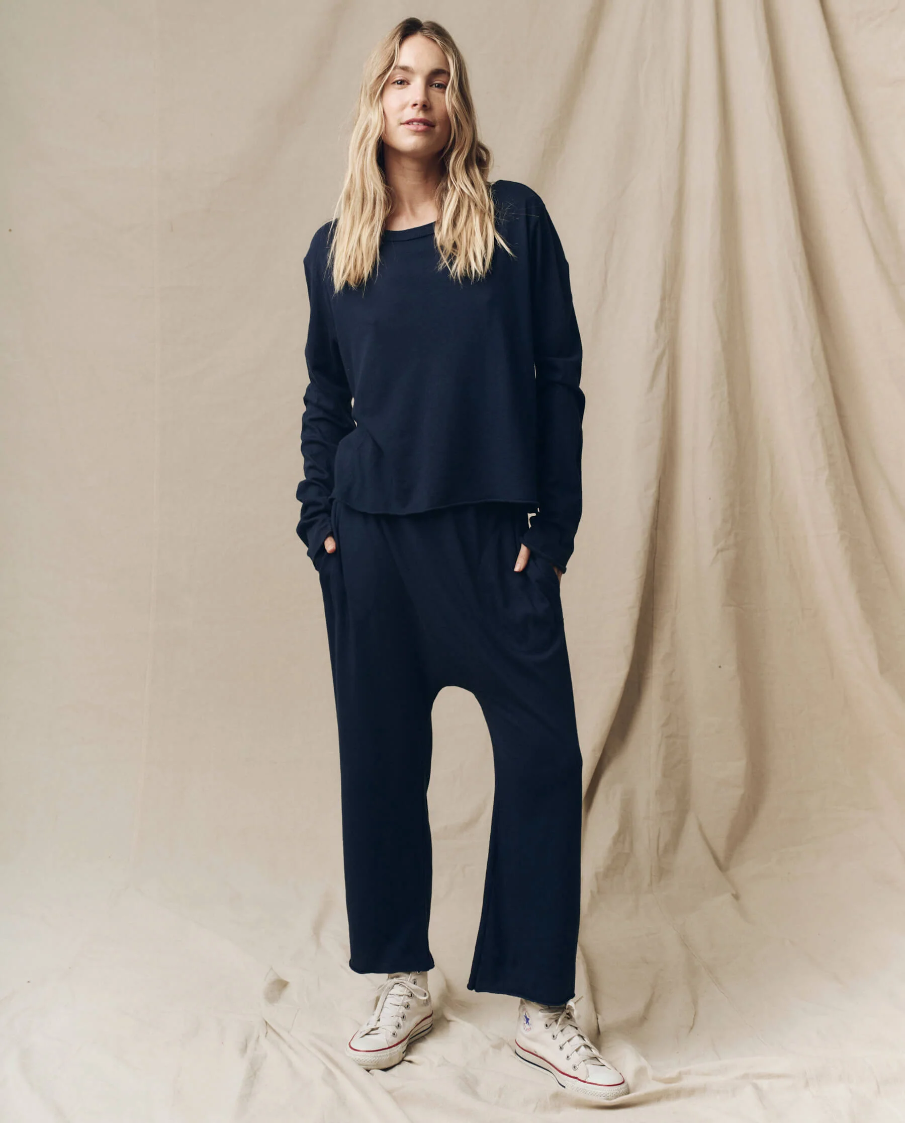 The Jersey Crop Pant. -- True Navy - Image 4