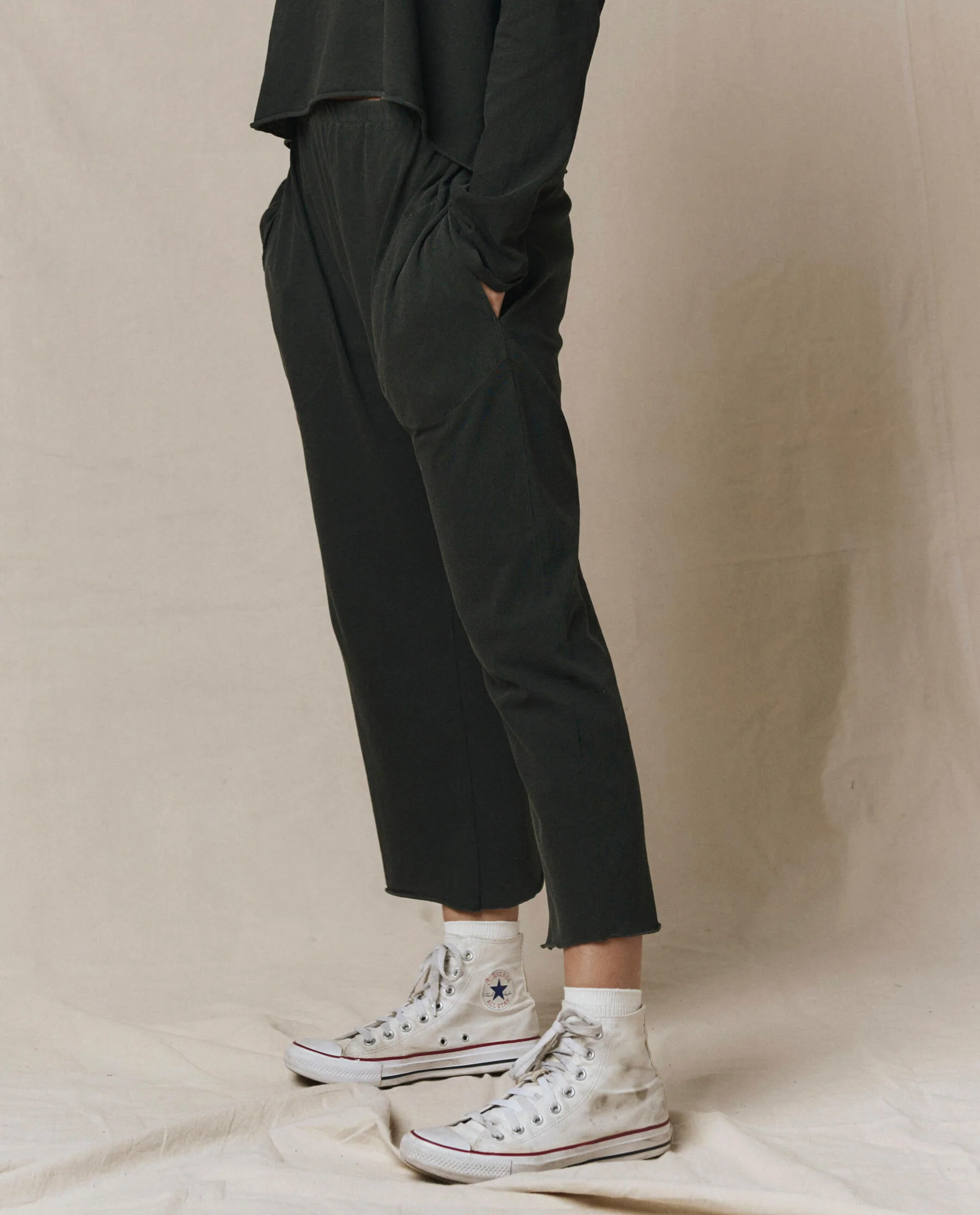 The Jersey Crop Pant. -- Washed Black - Image 2