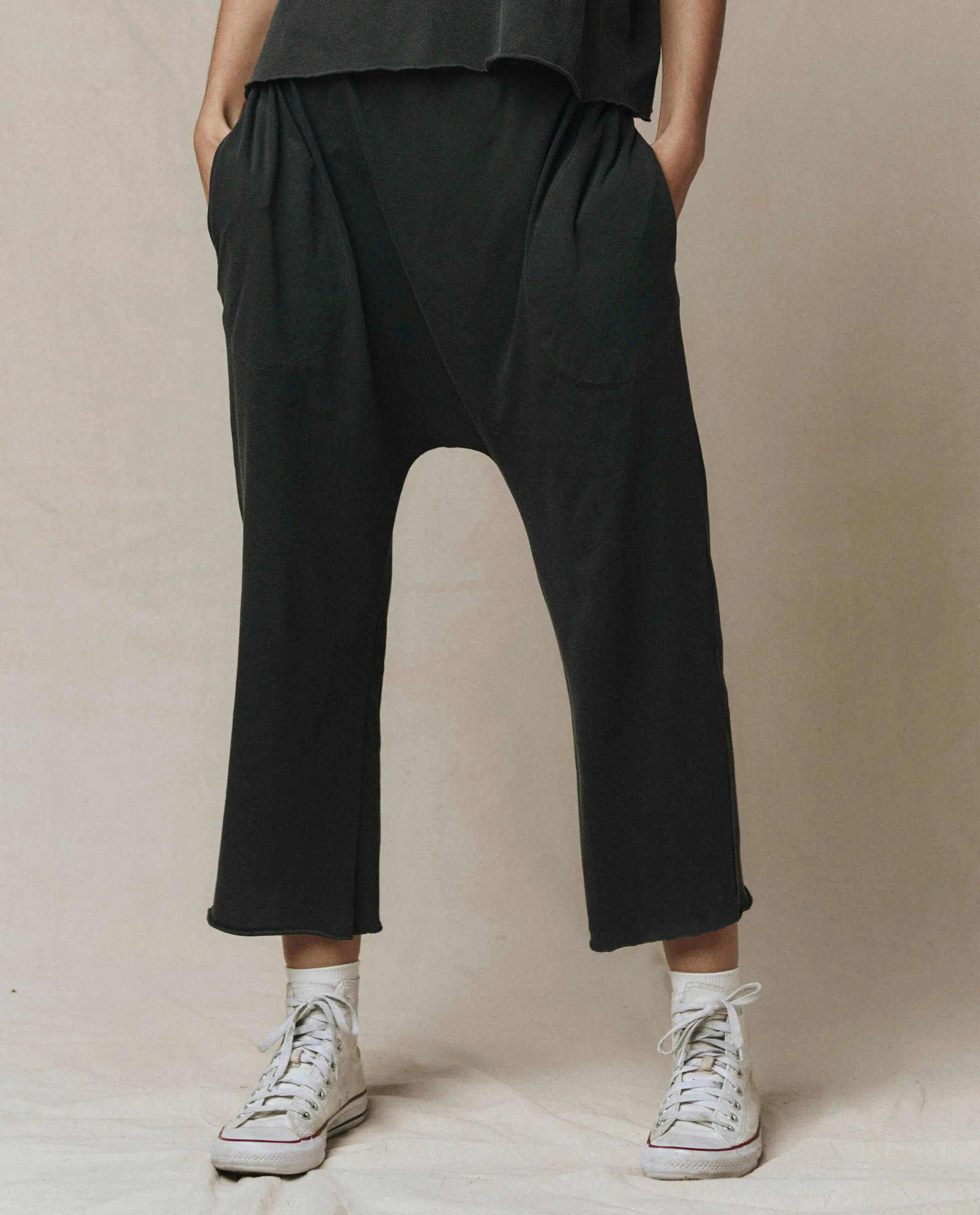 The Jersey Crop Pant. -- Washed Black - Image 3