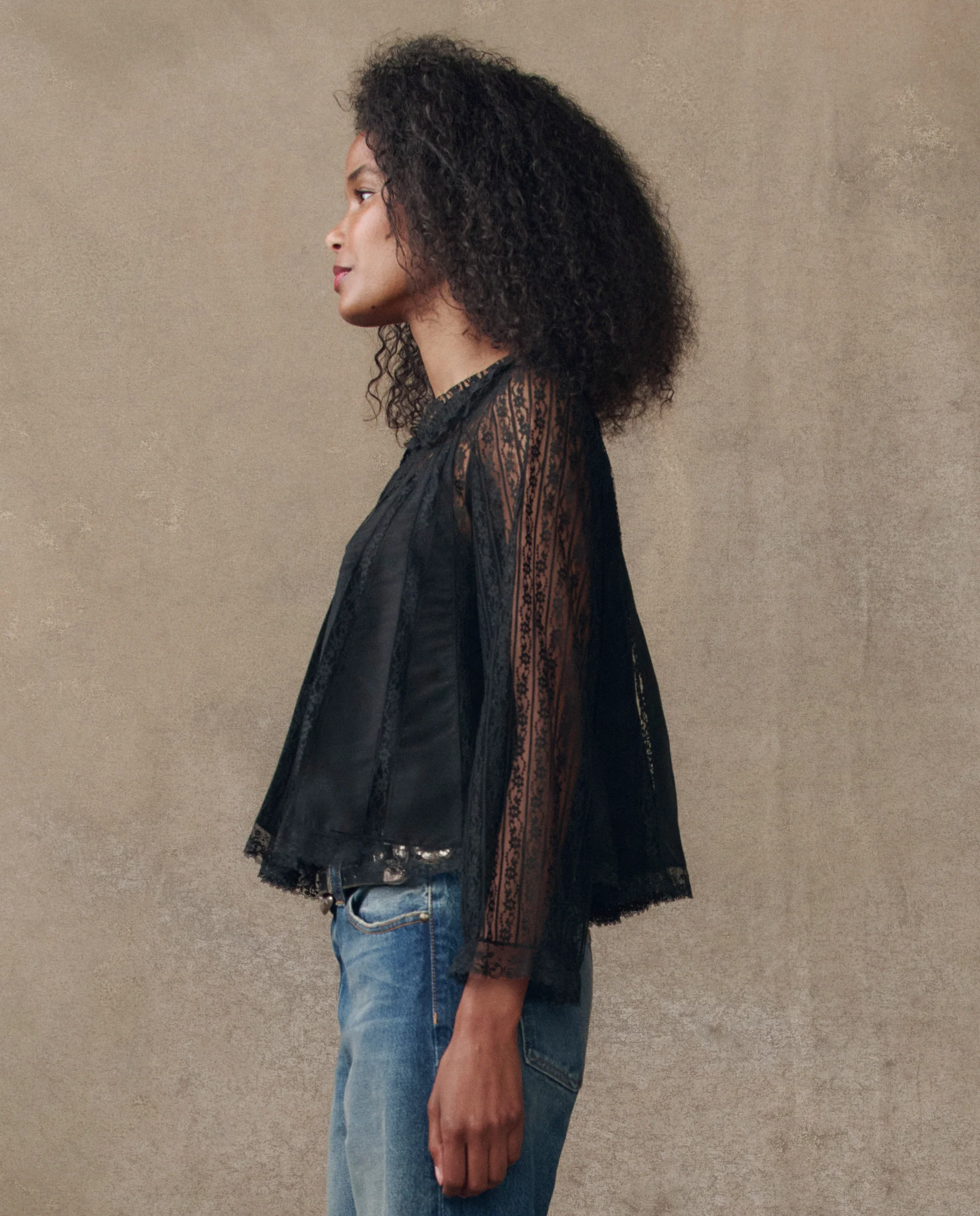 The Keepsake Lace Collared Top. -- Black - Image 3