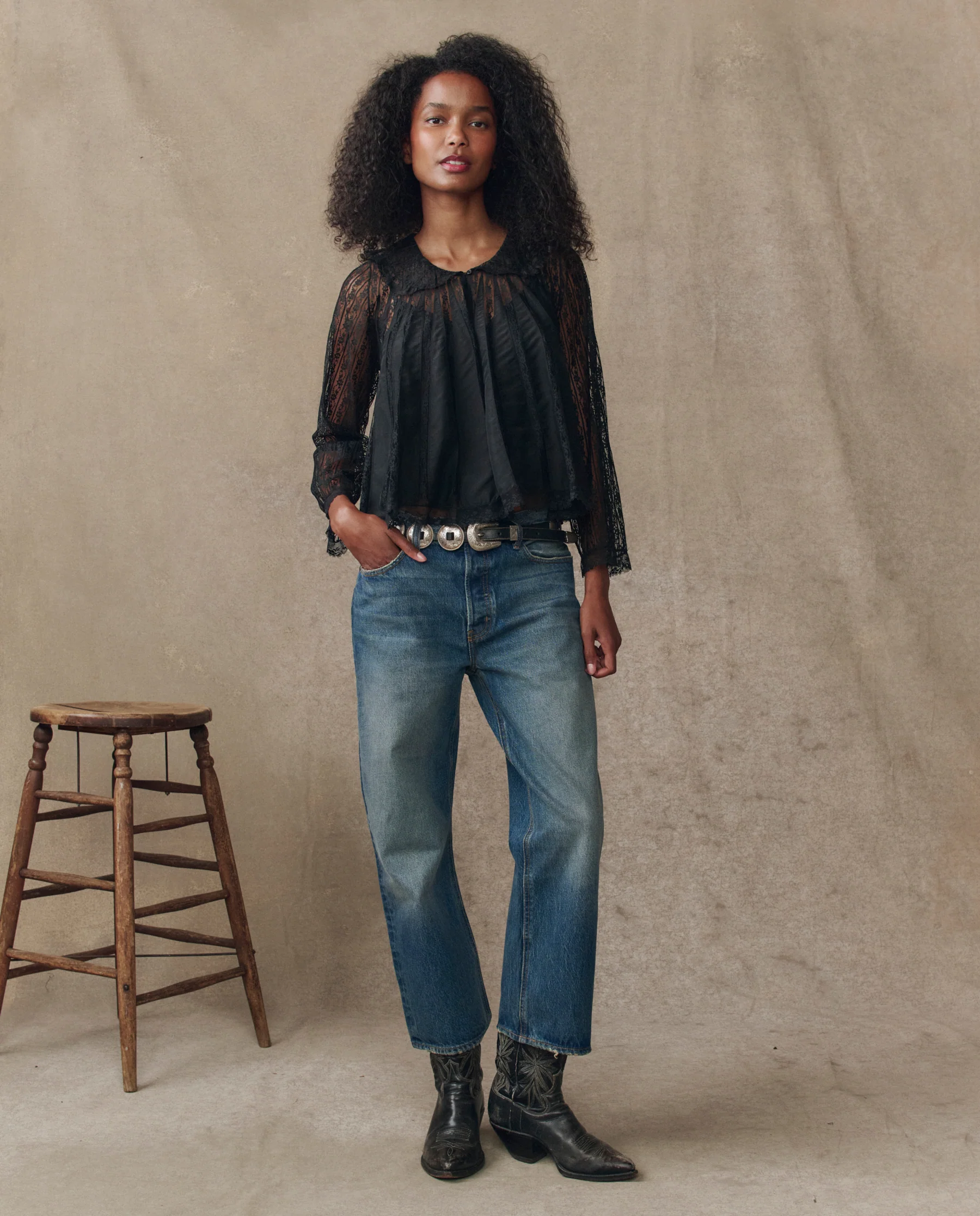 The Keepsake Lace Collared Top. -- Black - Image 4