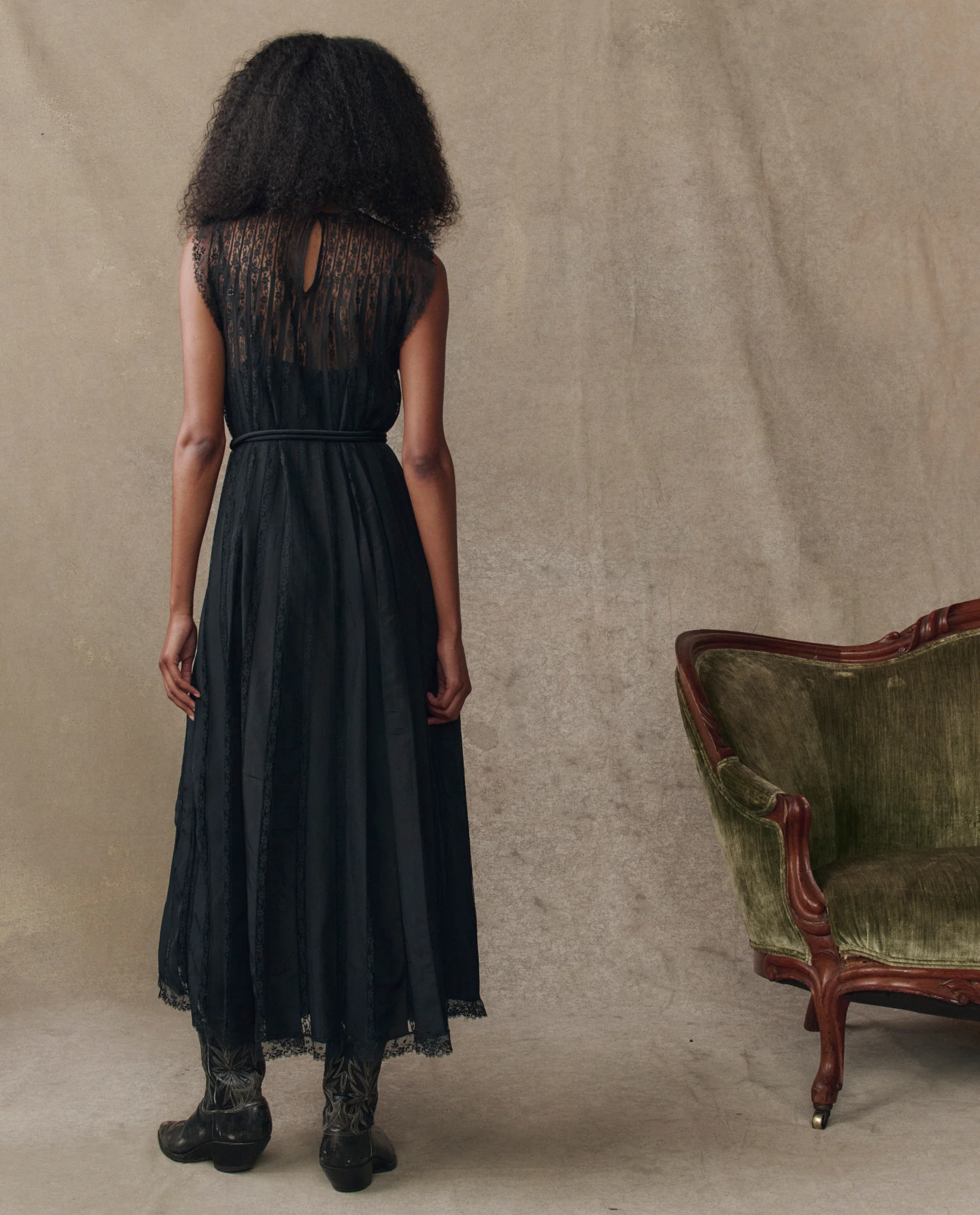 The Keepsake Lace Column Dress. -- Black - Image 3