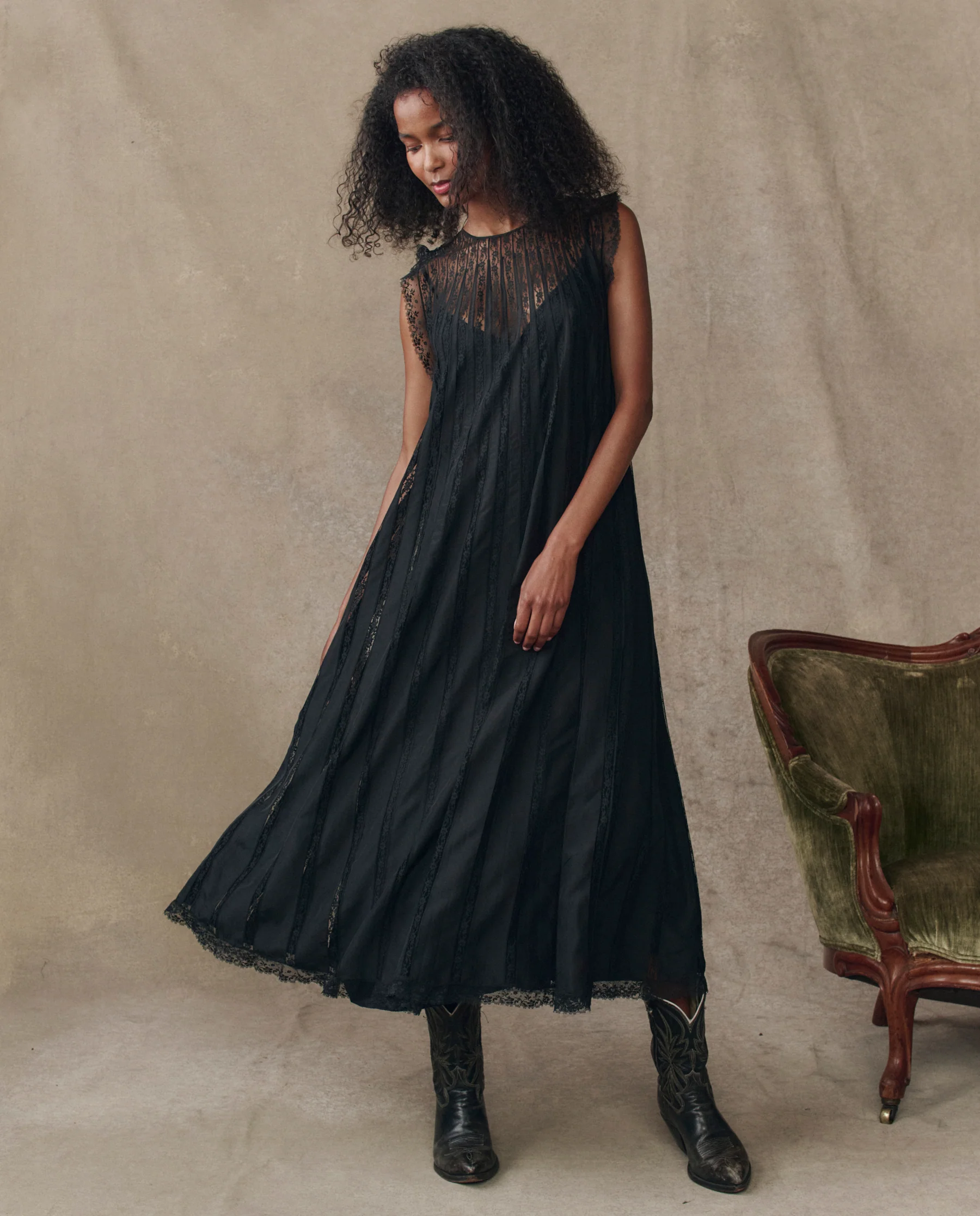 The Keepsake Lace Column Dress. -- Black - Image 4