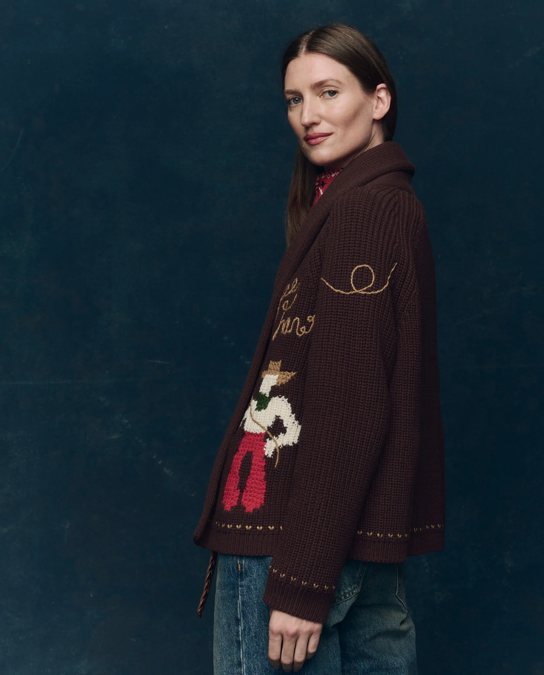 The Lasso Lodge Cardigan. -- Umber - Image 3
