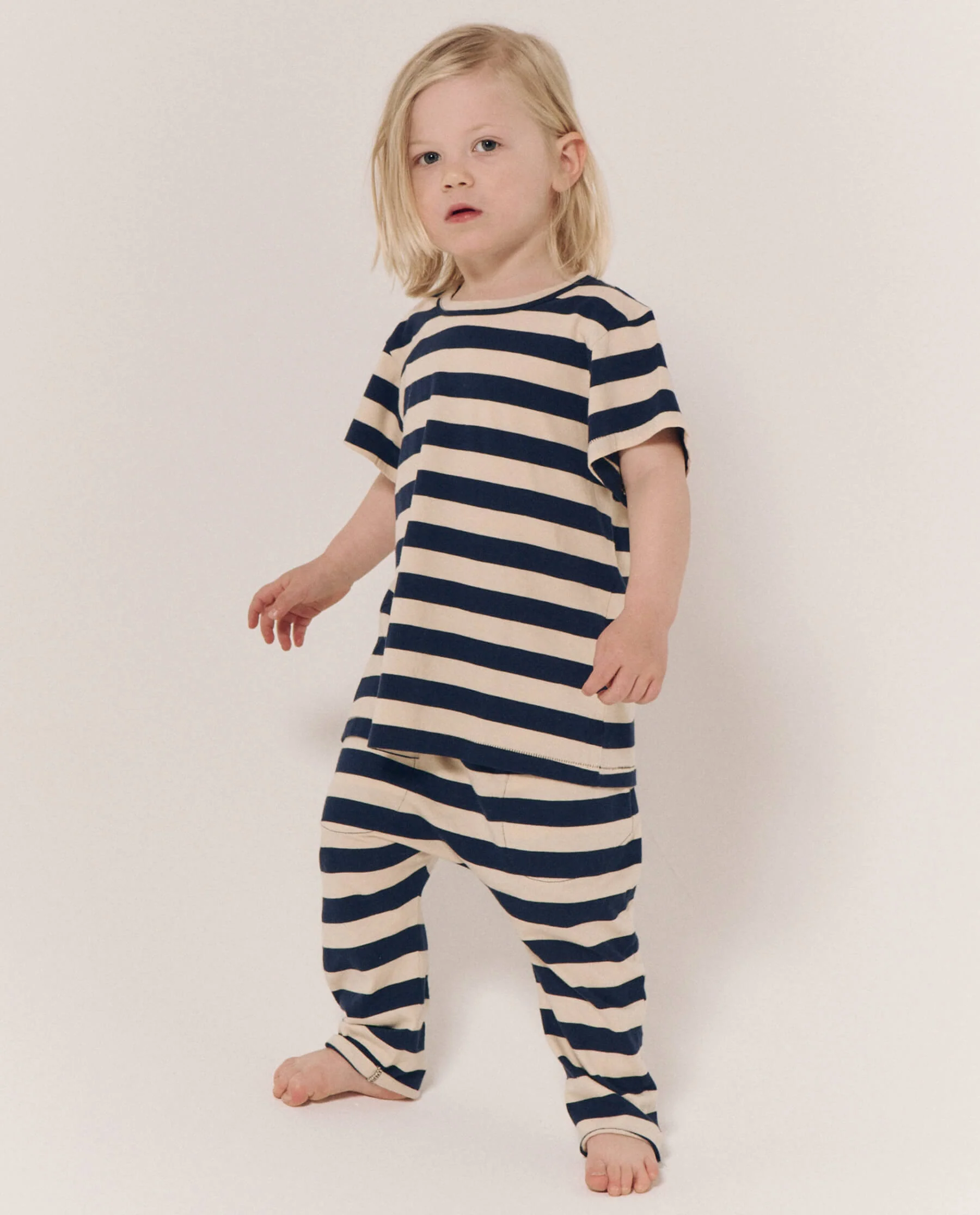 The Little Boxy Crew. Novelty -- Navy and Cream Scholar Stripe - Image 2