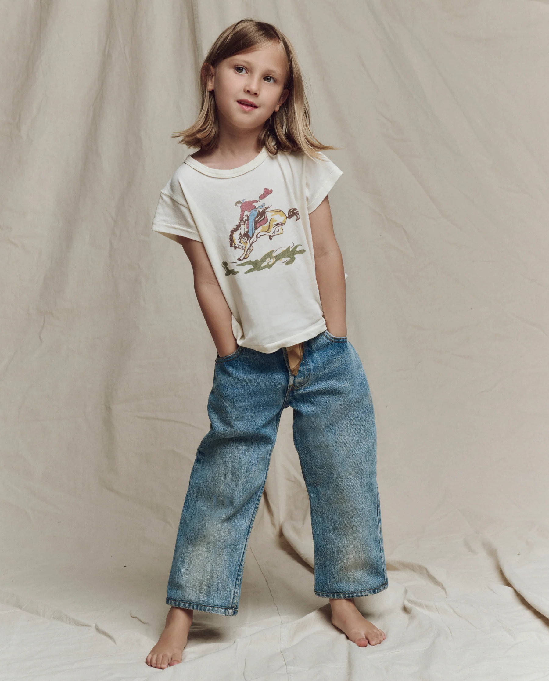 The Little Boxy Crew w/ Rider Graphic. Novelty -- Washed White - Image 4