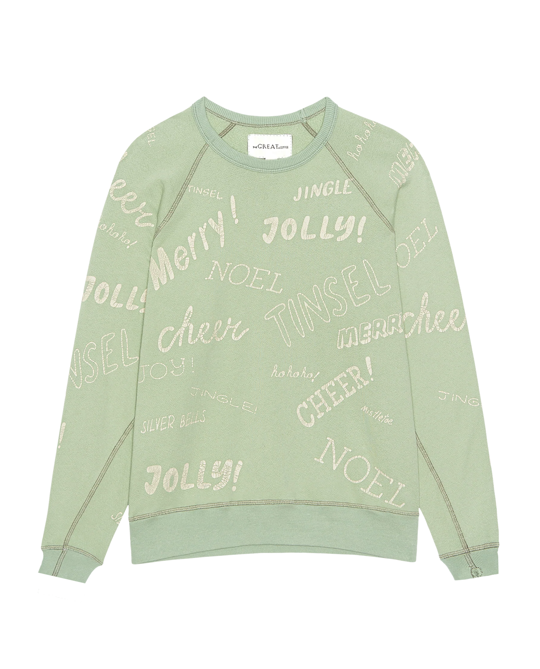 The Little College Sweatshirt. Graphic -- Vintage Mint with Holiday Greetings Graphic - Image 4
