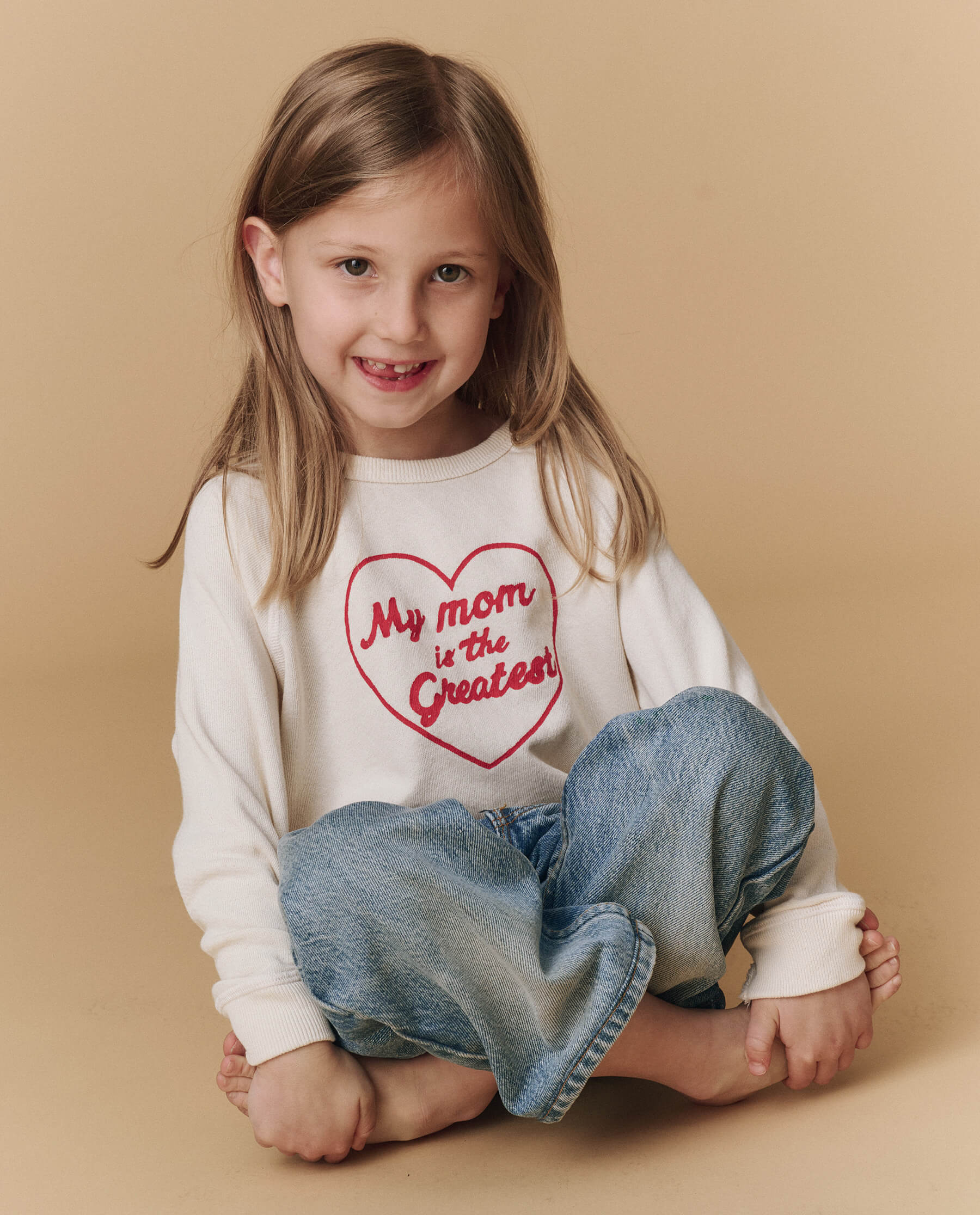 The Little College Sweatshirt. Novelty -- Washed White My Mom Is The Greatest Graphic - Image 5