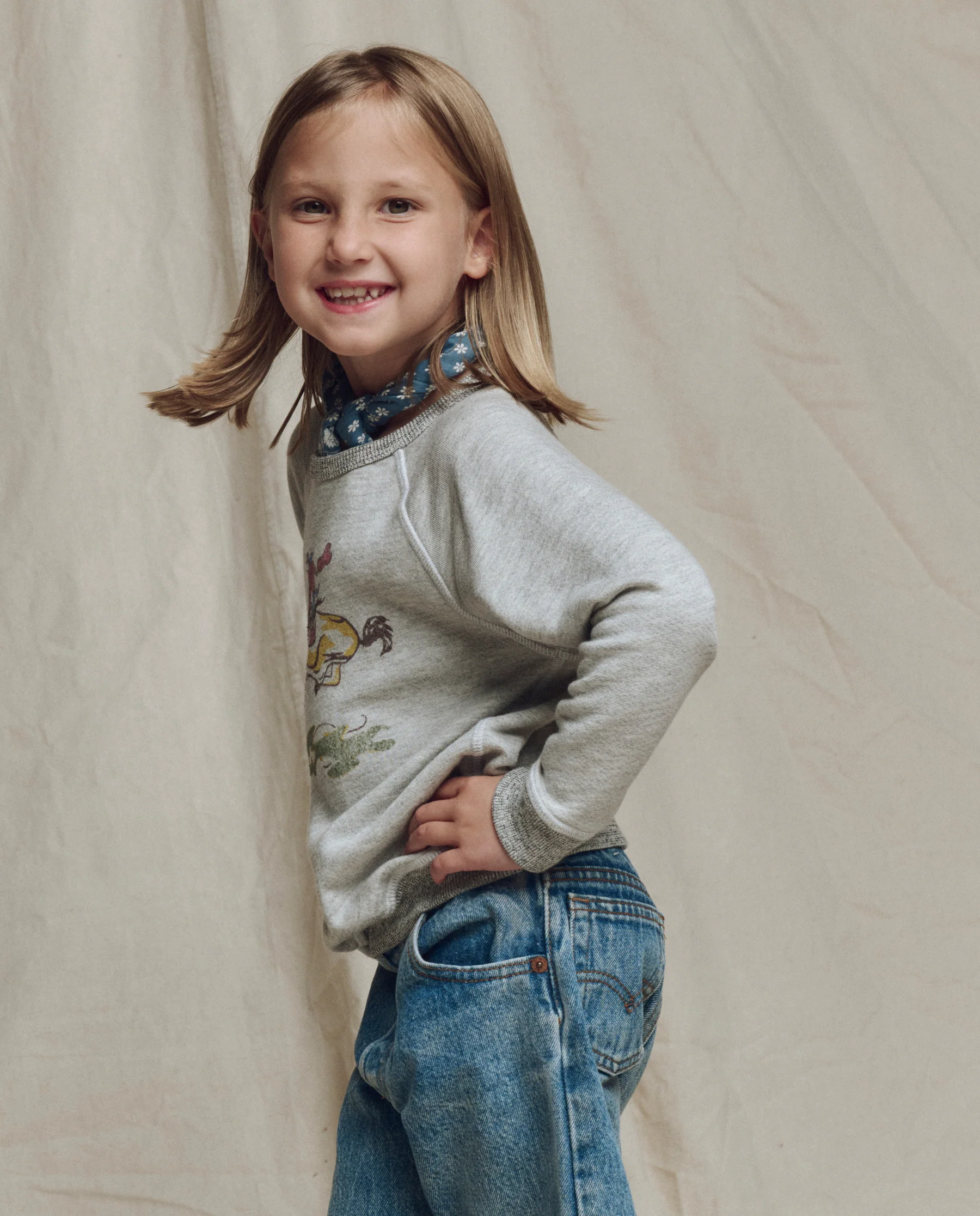 The Little College Sweatshirt w/ Rider Graphic. Novelty -- Soft Heather Grey - Image 3