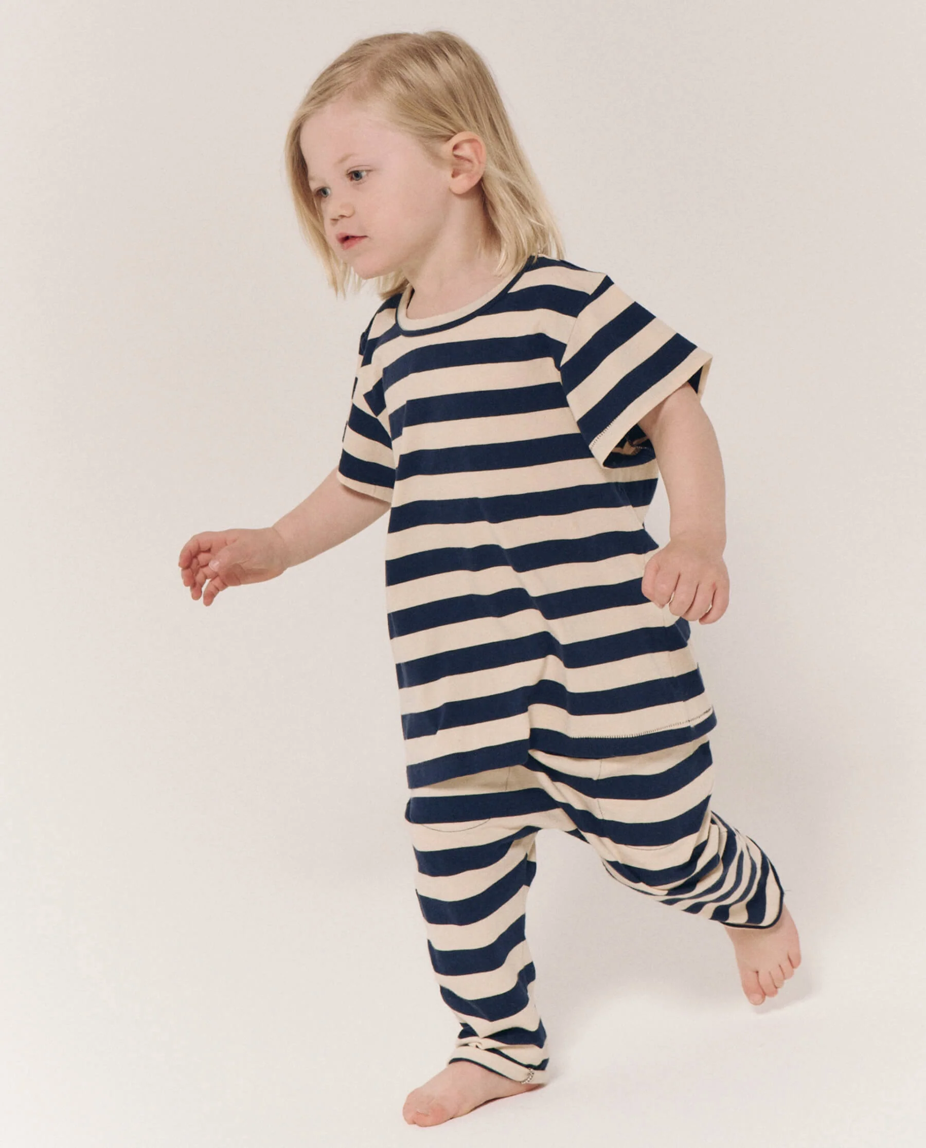 The Little Jersey Crop. Novelty -- Navy and Cream Scholar Stripe - Image 2