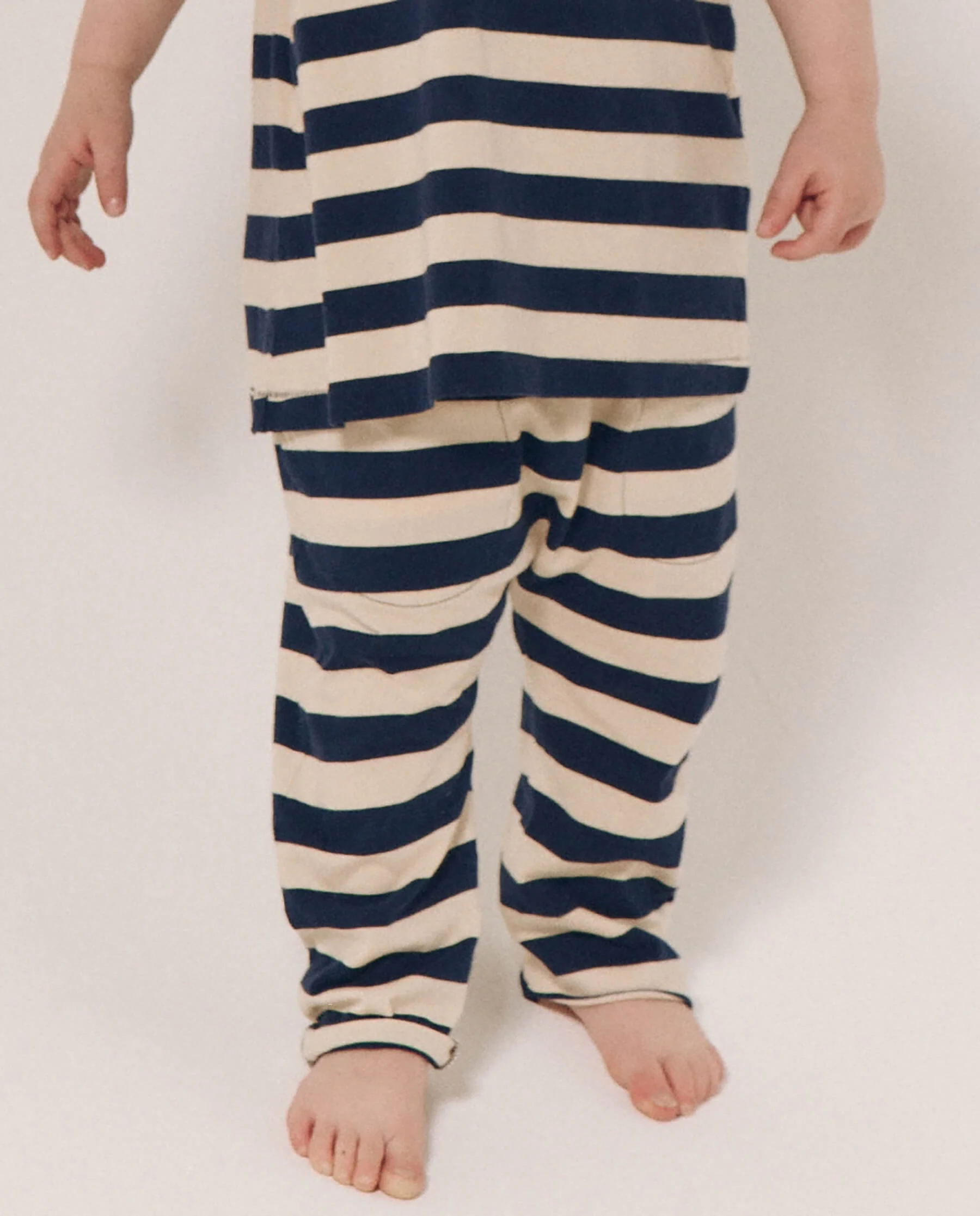 The Little Jersey Crop. Novelty -- Navy and Cream Scholar Stripe - Image 3