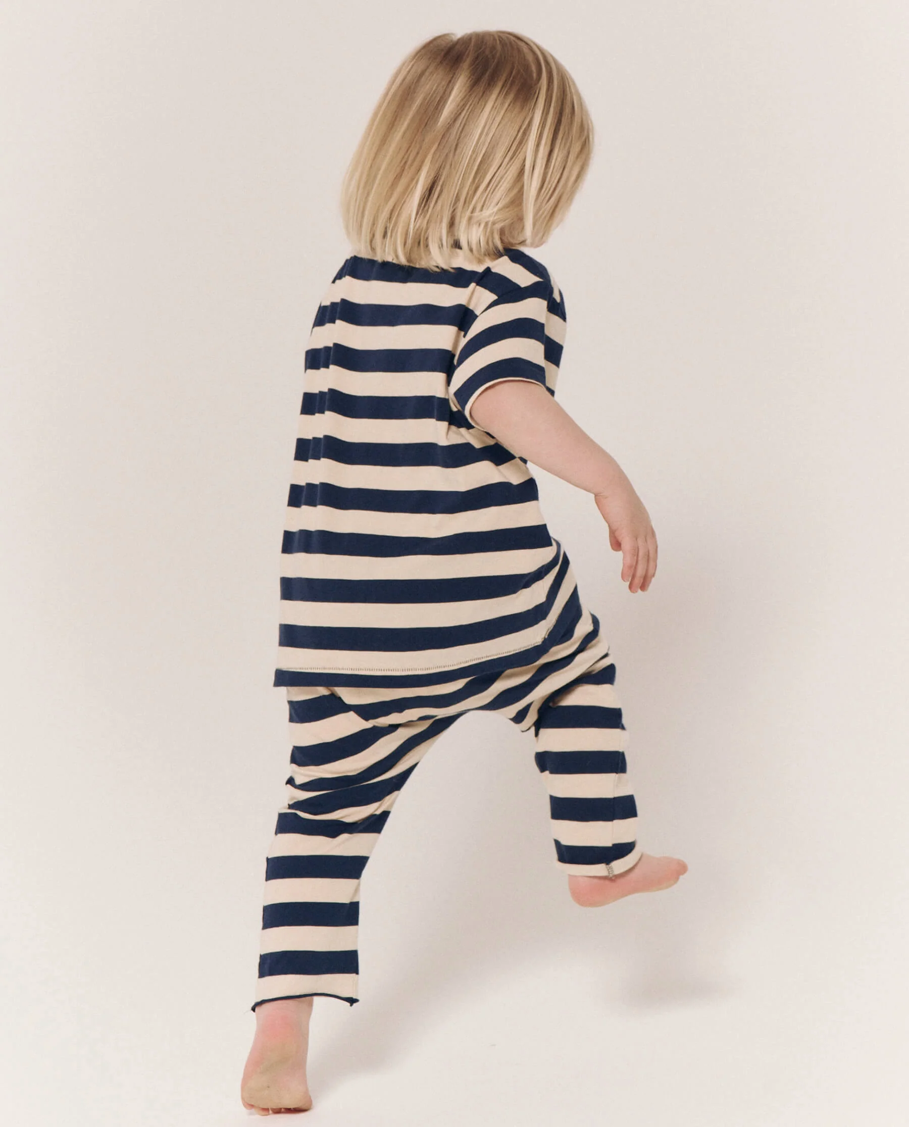 The Little Jersey Crop. Novelty -- Navy and Cream Scholar Stripe - Image 4