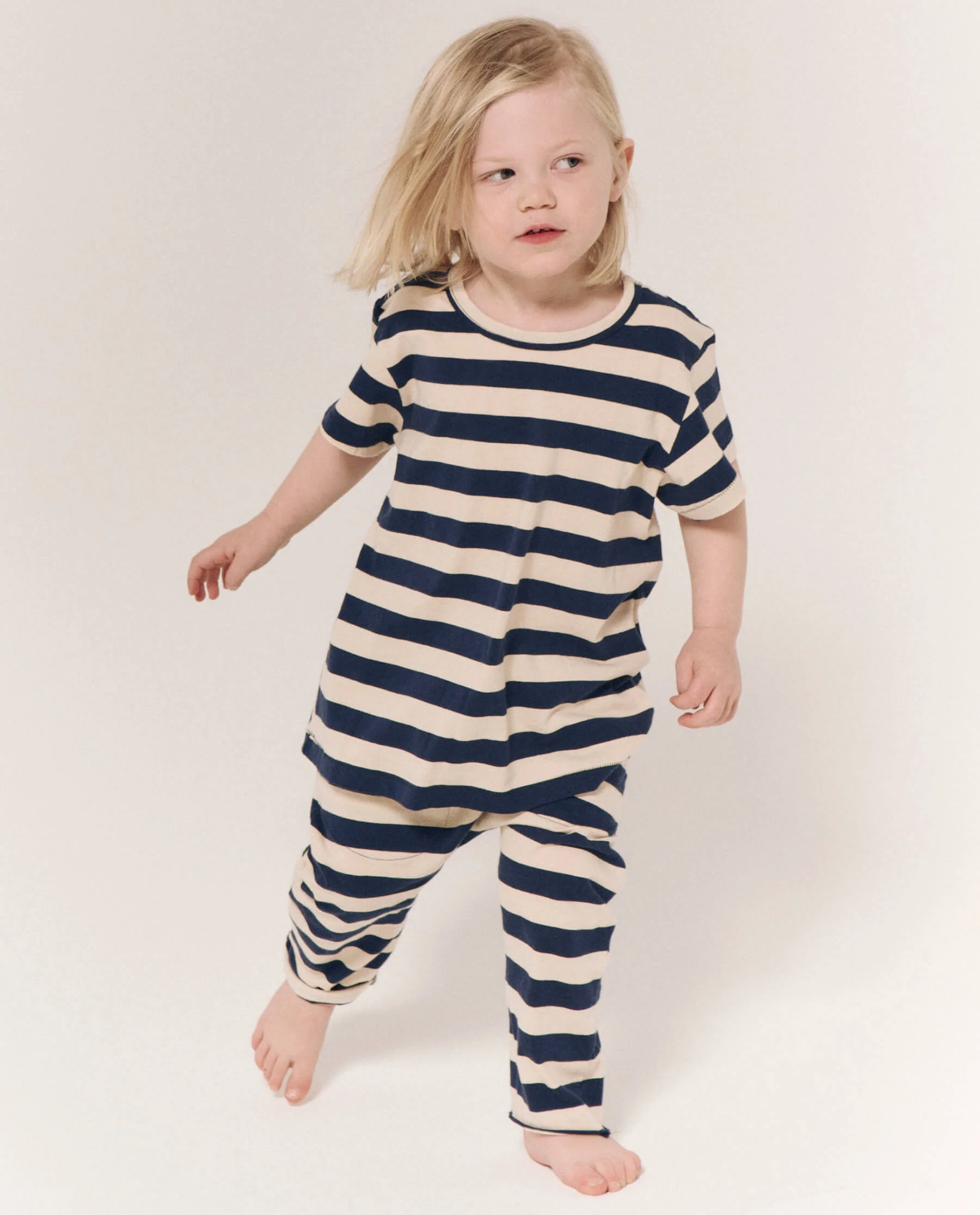 The Little Jersey Crop. Novelty -- Navy and Cream Scholar Stripe - Image 5