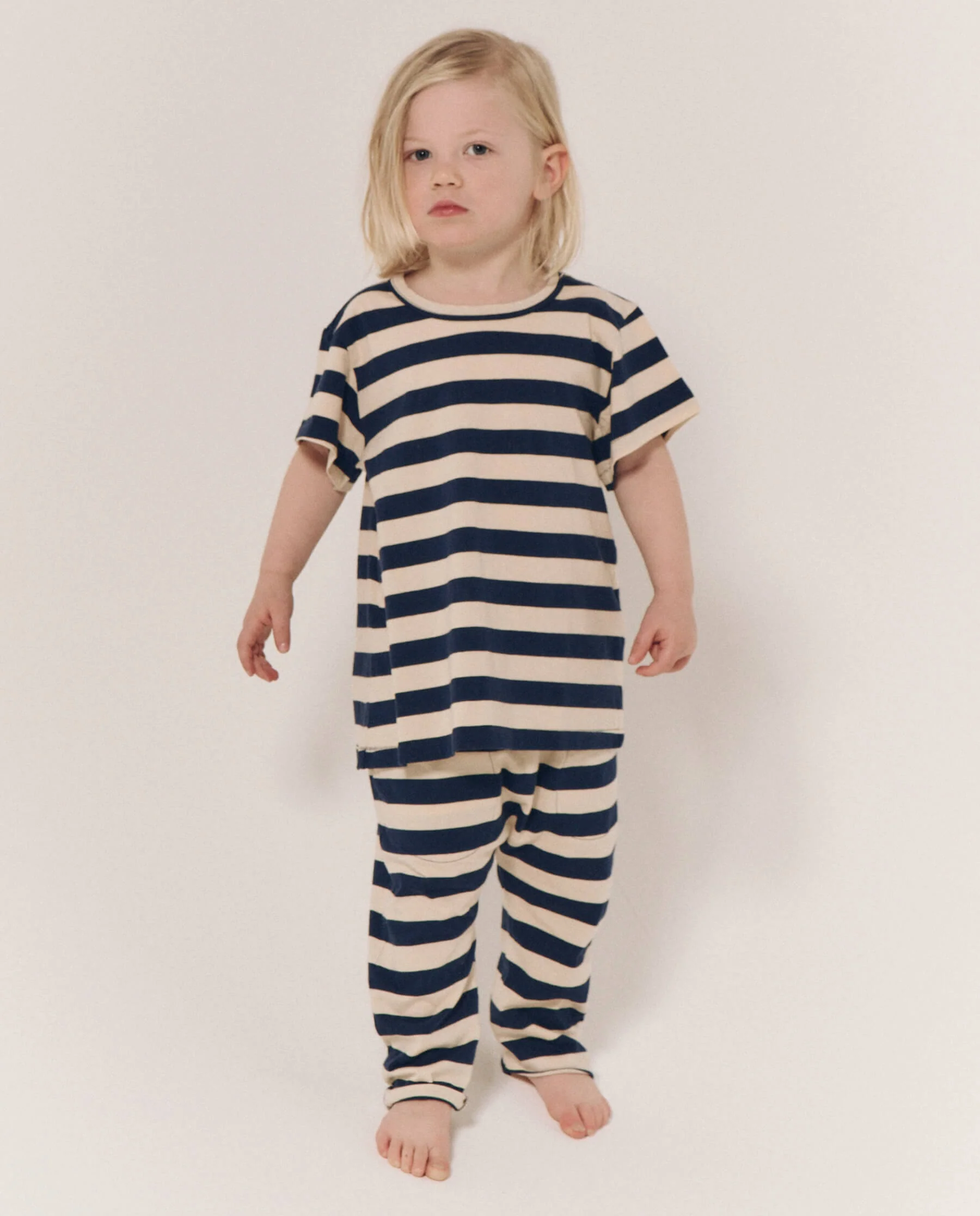 The Little Jersey Crop. Novelty -- Navy and Cream Scholar Stripe - Image 6