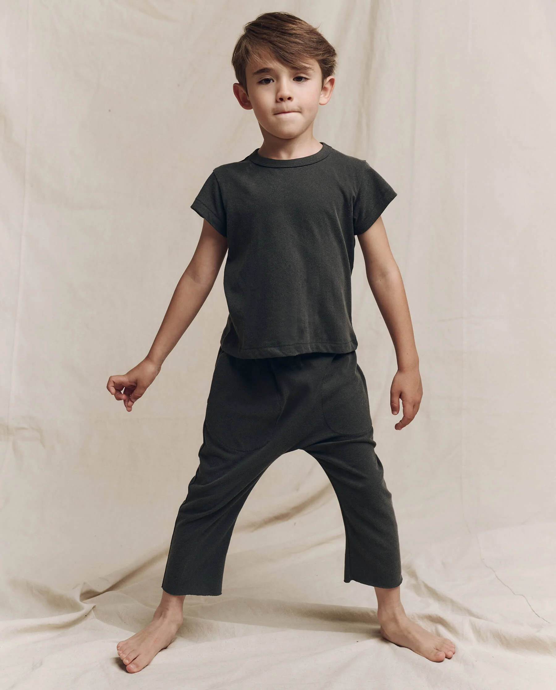 The Little Jersey Crop Pant. Solid -- Washed Black - Image 2