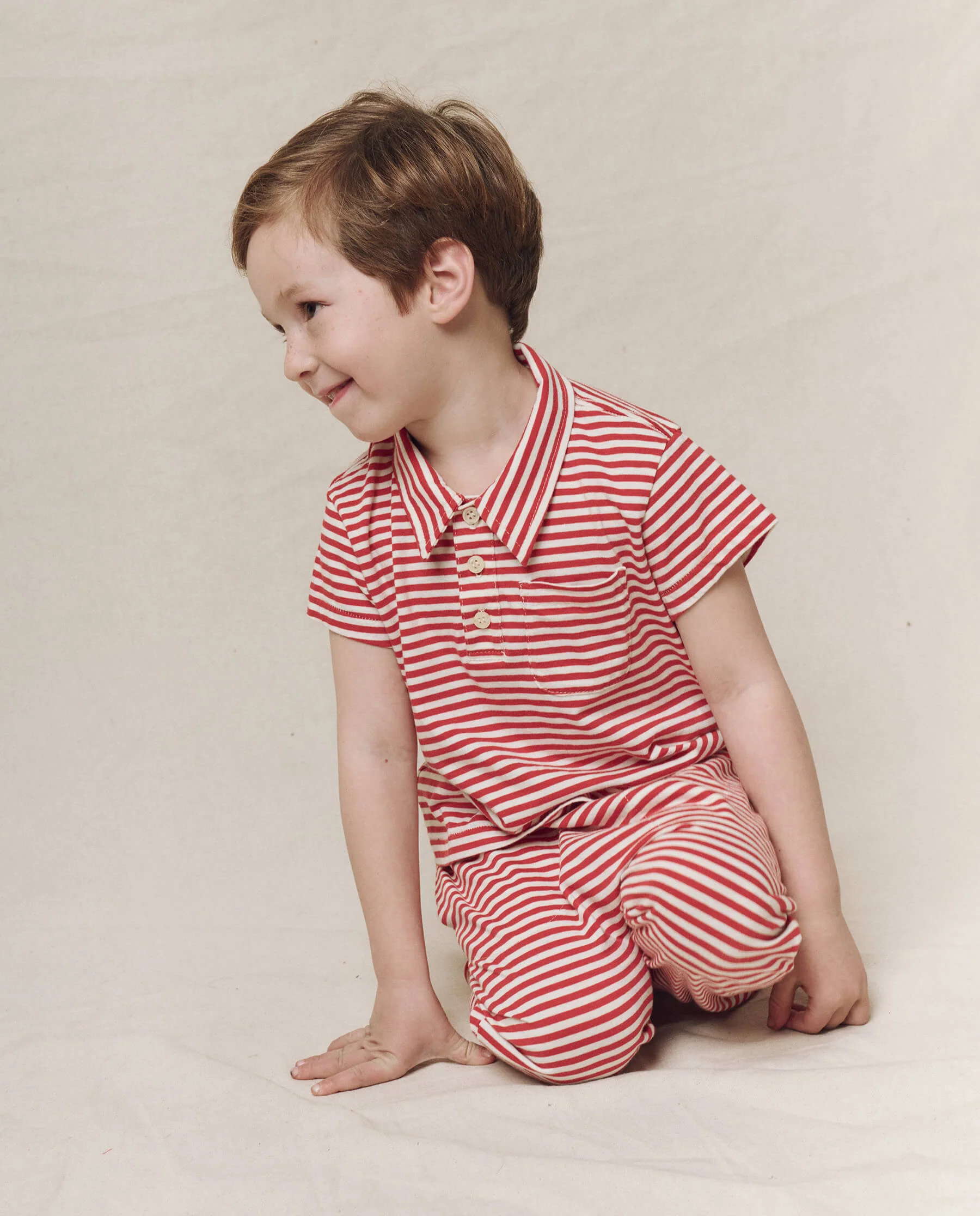 The Little Lacrosse Polo. -- Sun Cherry Stripe - Image 3