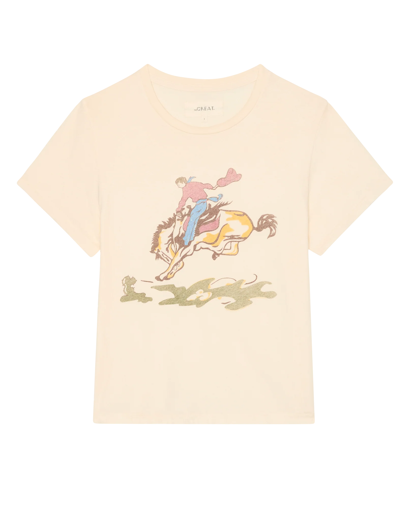 The Little Tee w/ Rider Graphic. -- Washed White - Image 5