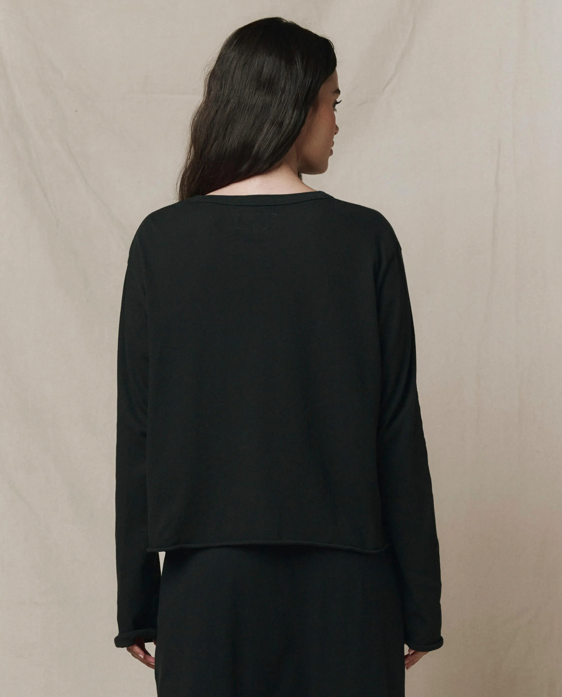 The Long Sleeve Crop Tee. -- Almost Black - Image 5