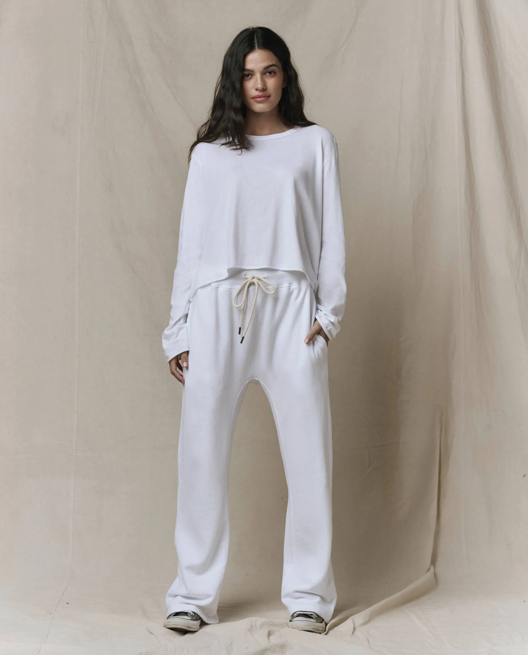 The Long Sleeve Crop Tee. -- True White - Image 3