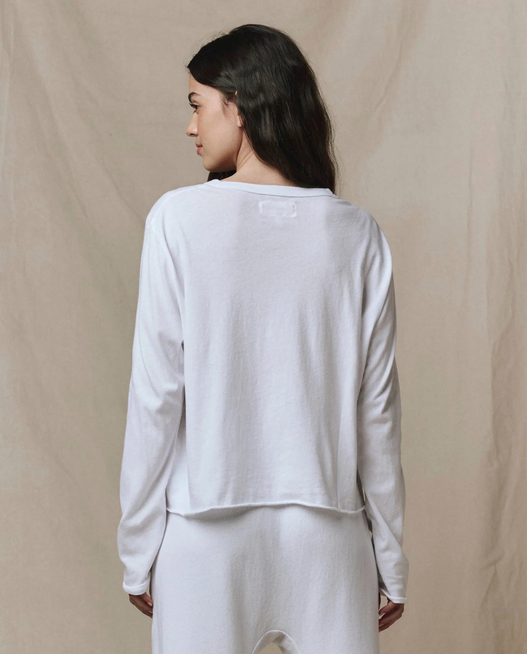 The Long Sleeve Crop Tee. -- True White - Image 5