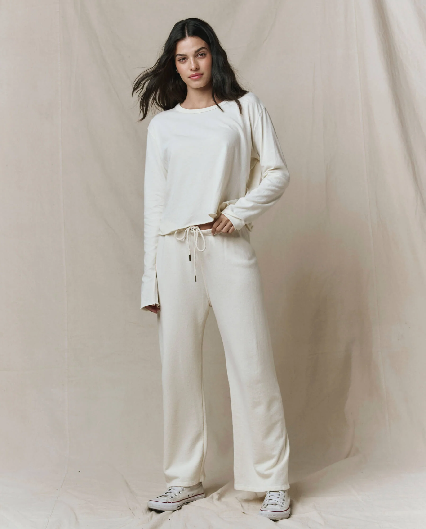 The Long Sleeve Crop Tee. -- Washed White - Image 3