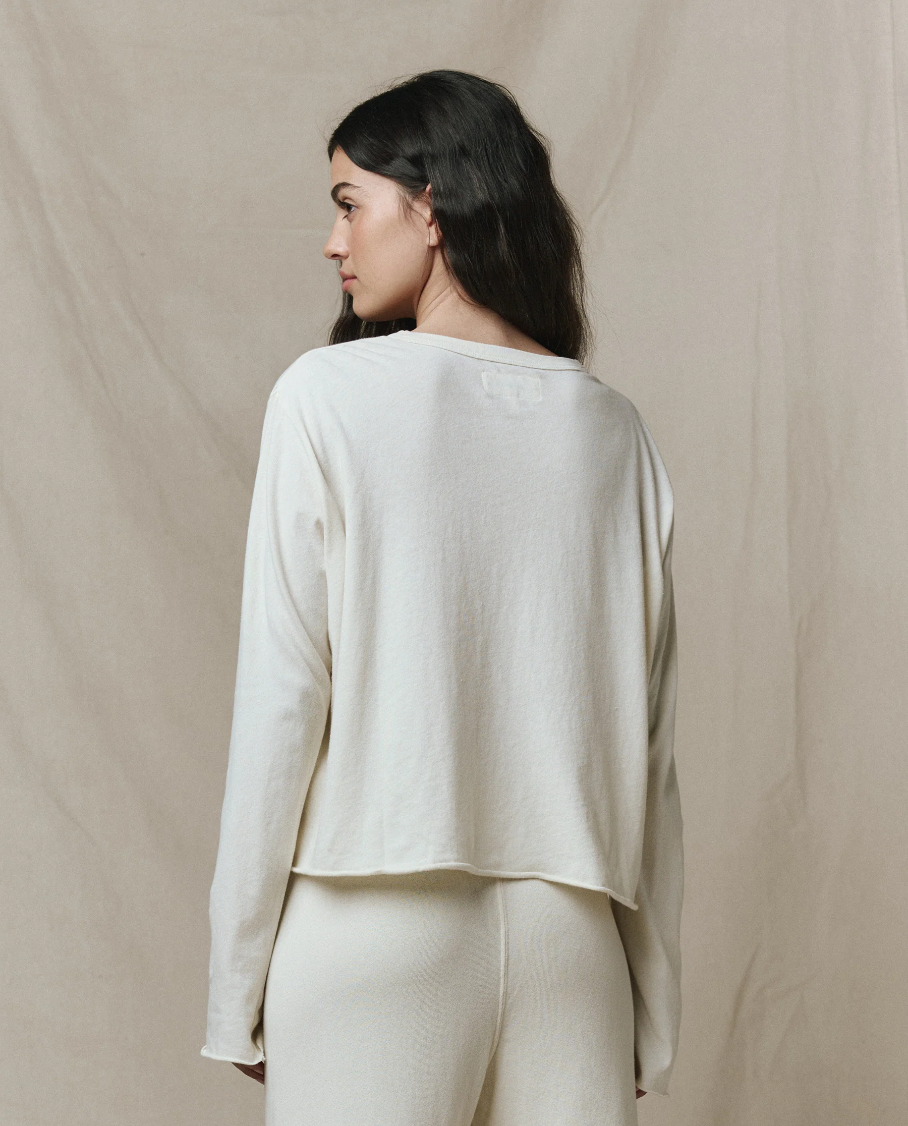 The Long Sleeve Crop Tee. -- Washed White - Image 5