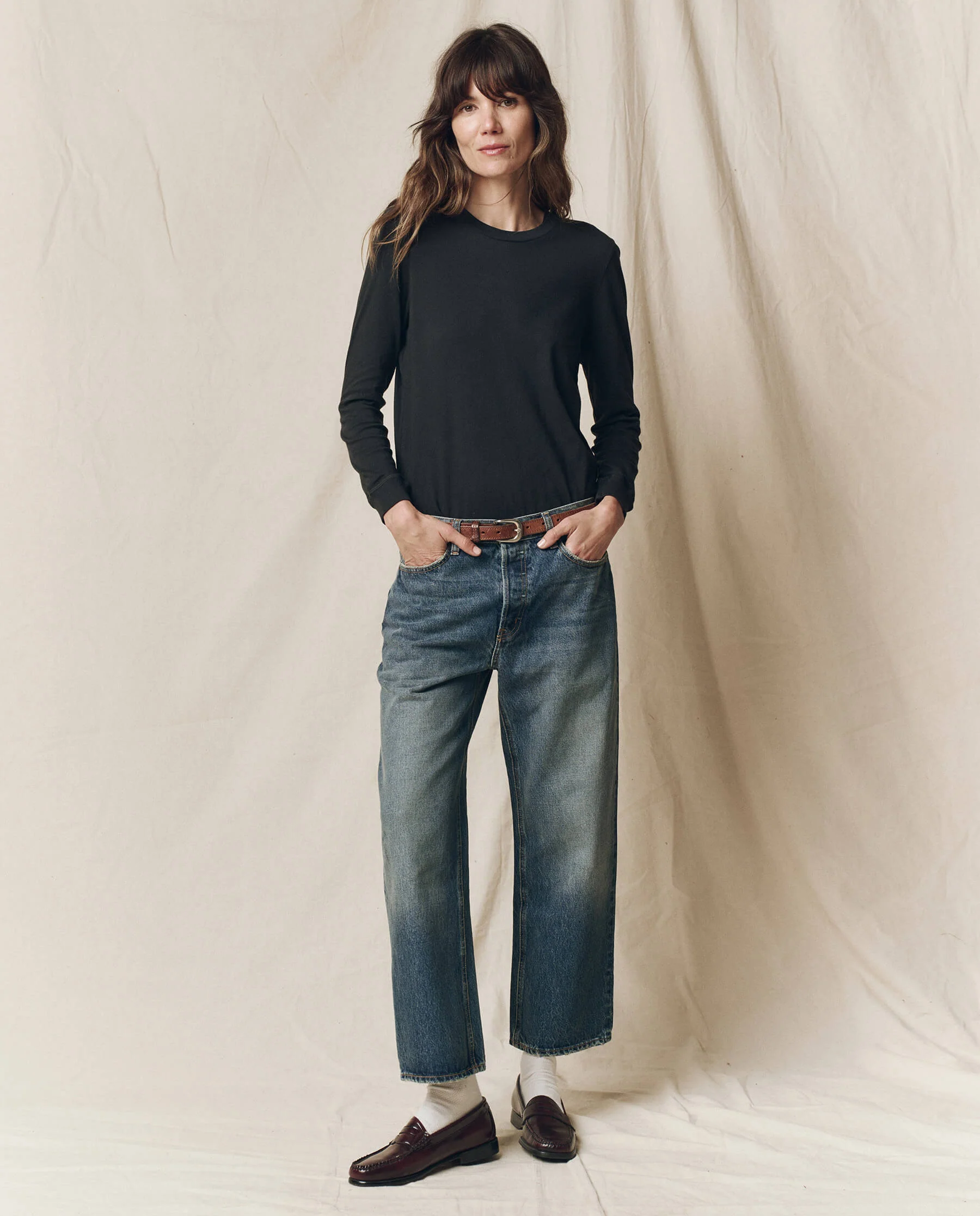 The Long Sleeve Slim Tee. Solid -- Almost Black - Image 2