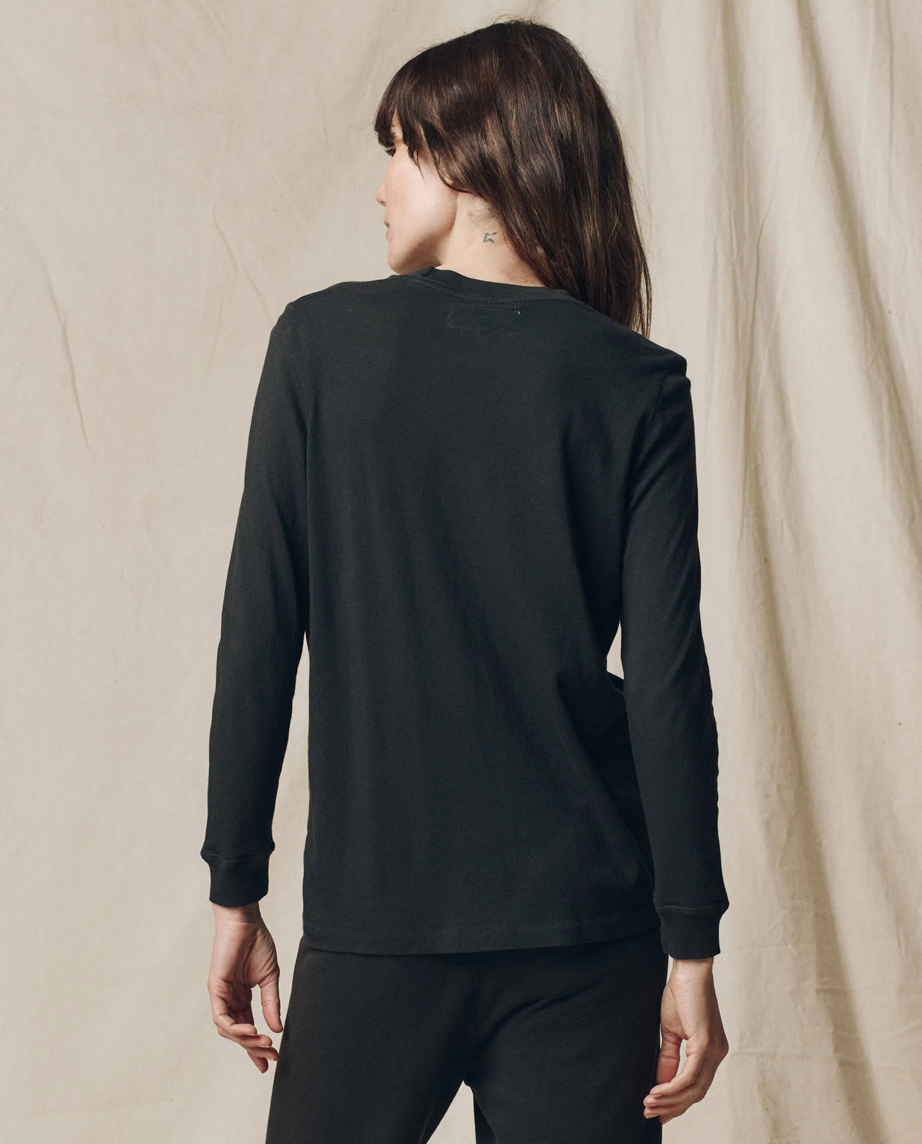 The Long Sleeve Slim Tee. Solid -- Almost Black - Image 3