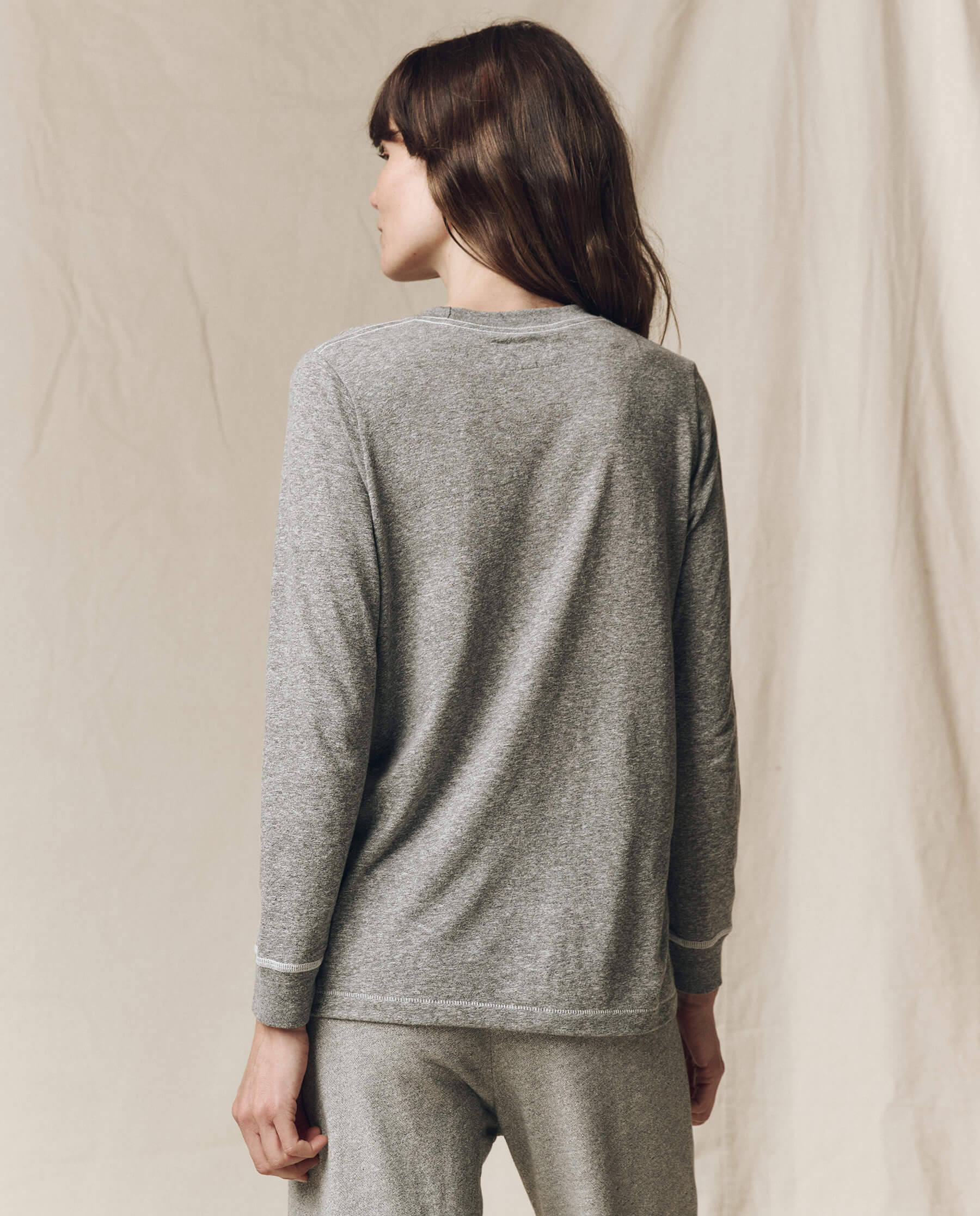 The Long Sleeve Slim Tee. Solid -- Heather Grey - Image 3