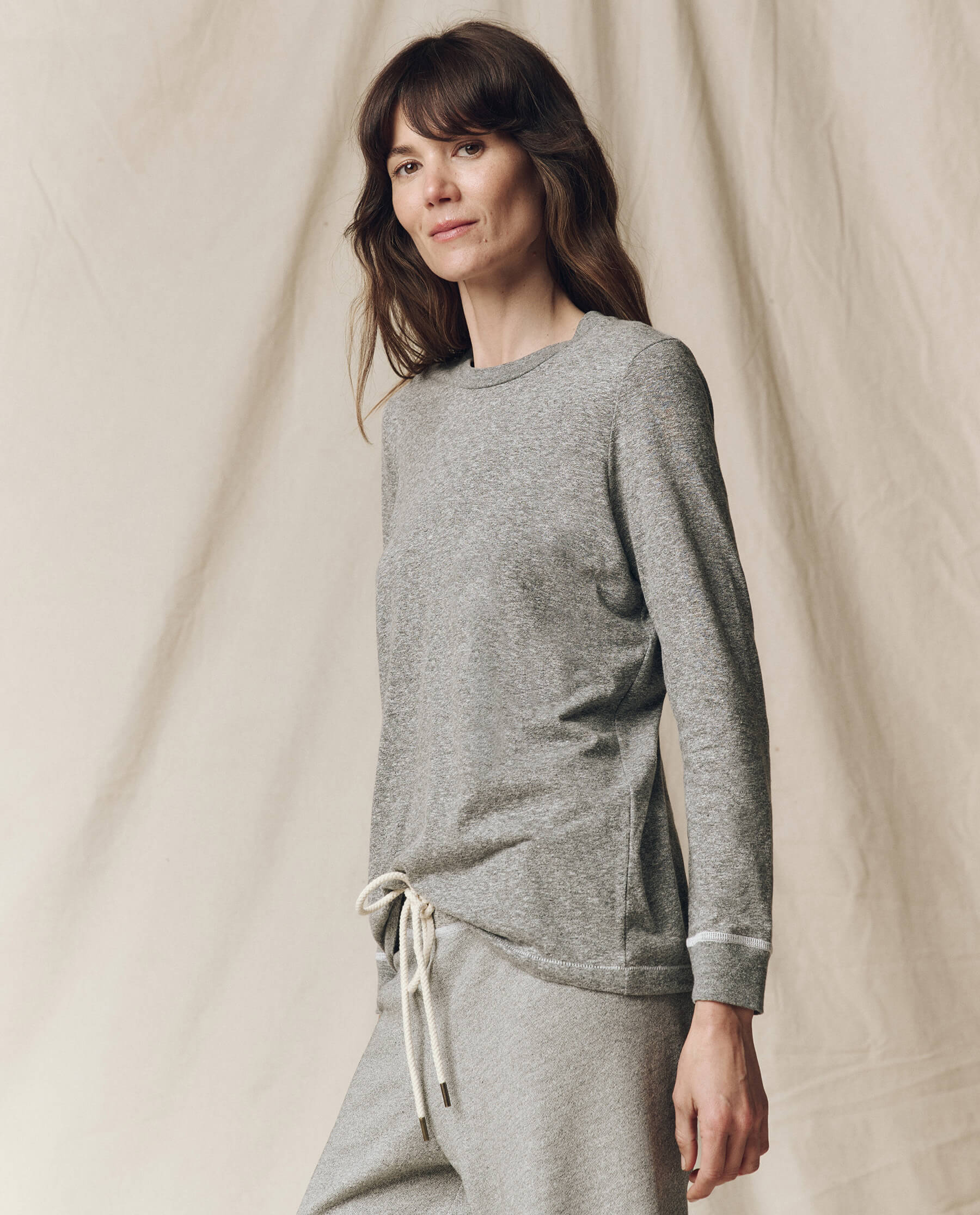 The Long Sleeve Slim Tee. Solid -- Heather Grey - Image 4