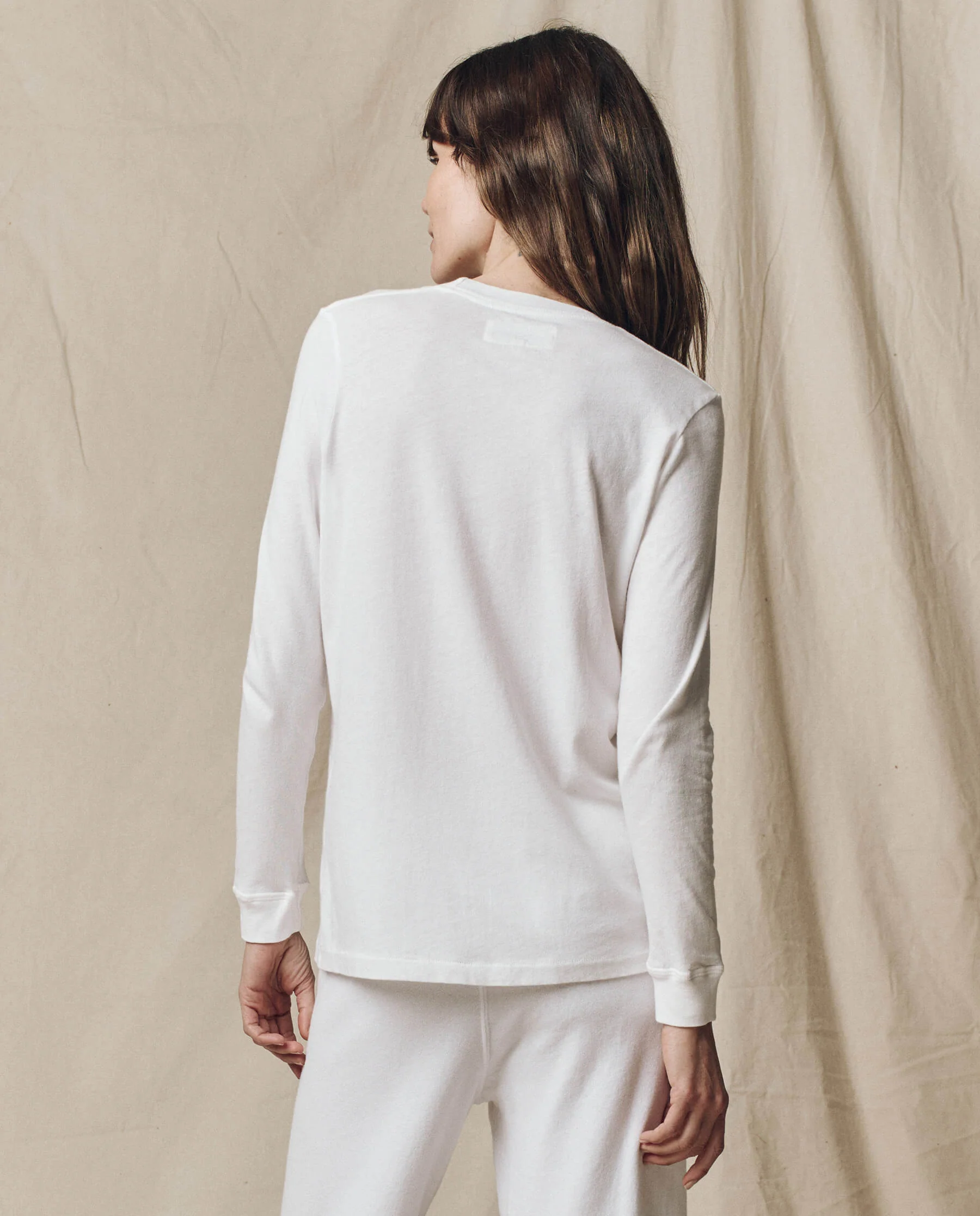 The Long Sleeve Slim Tee. Solid -- True White - Image 2