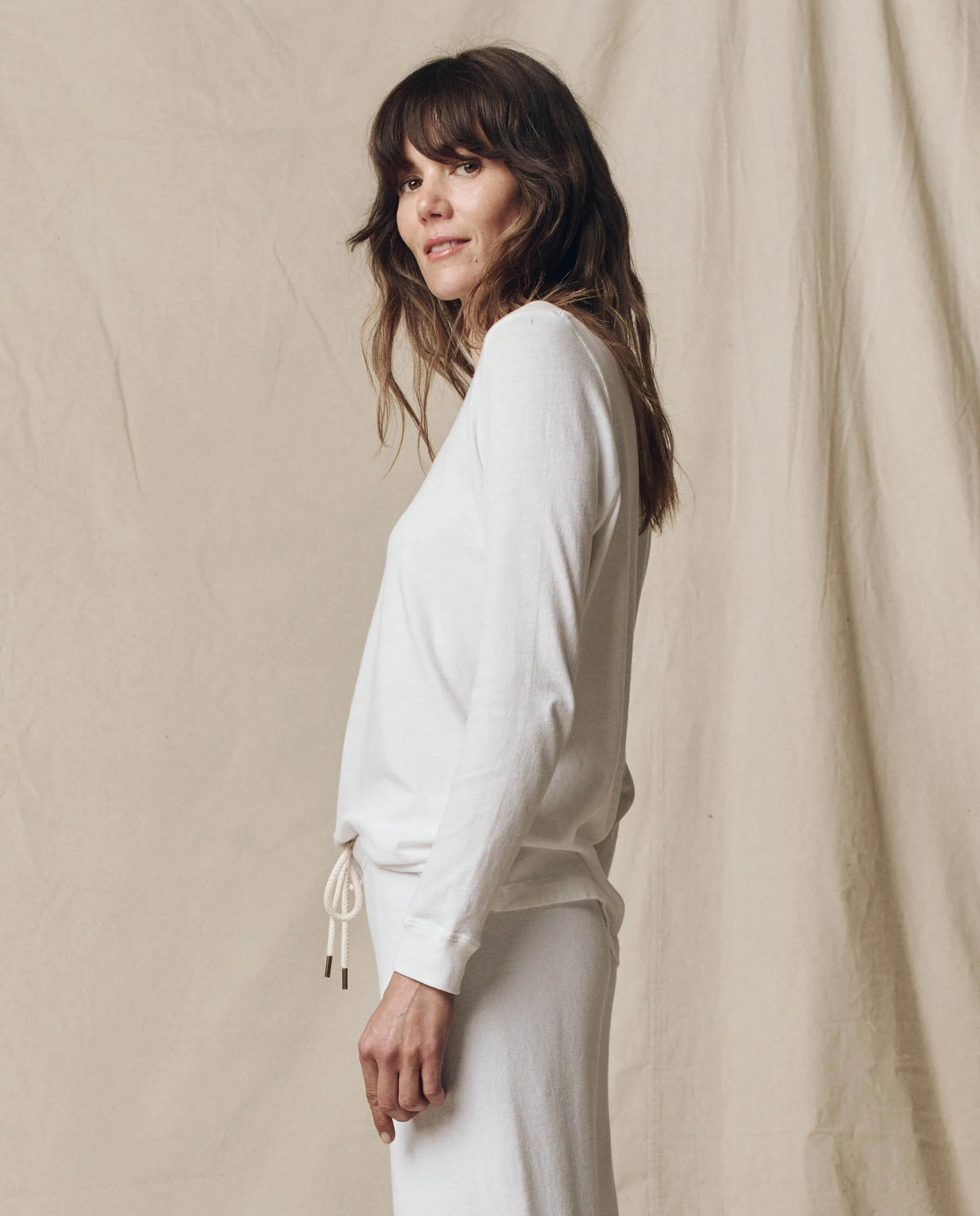 The Long Sleeve Slim Tee. Solid -- True White - Image 3