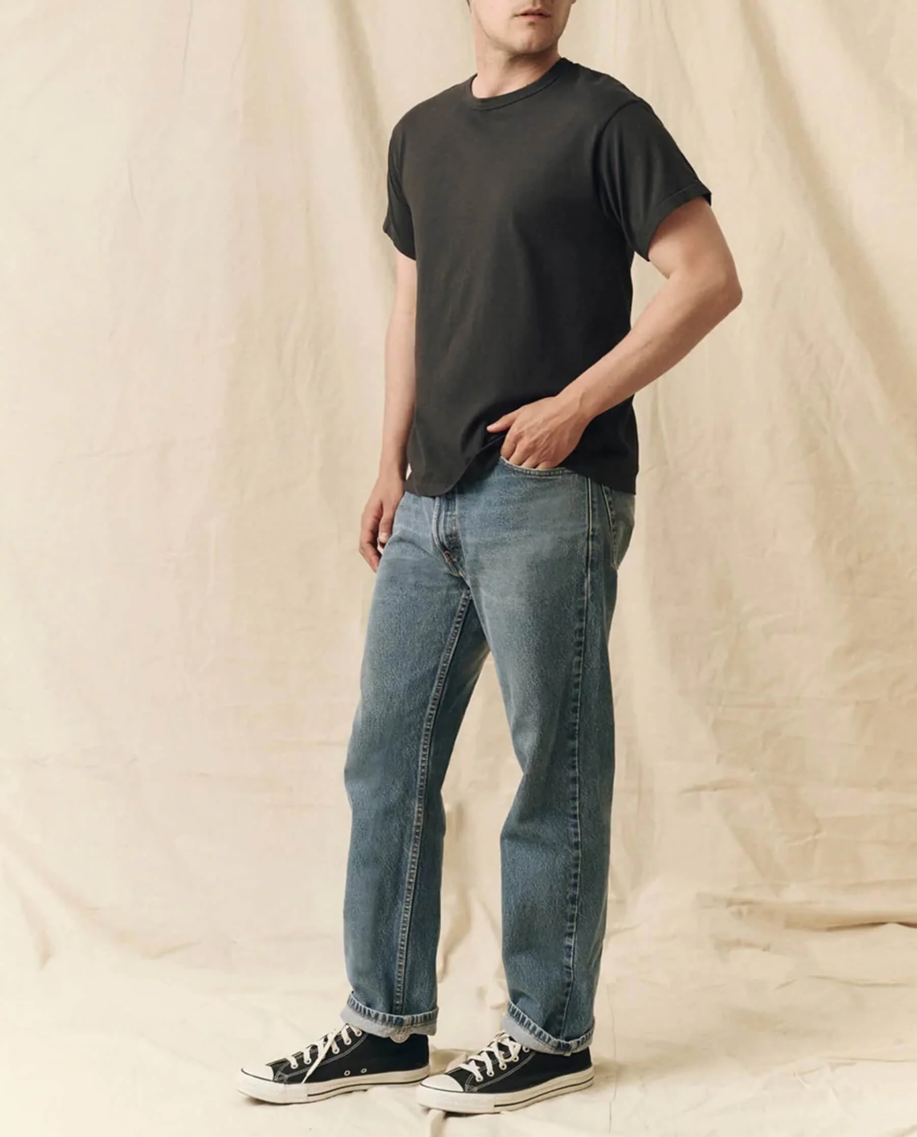 The Men's Pure Knits Boxy Crew. Solid -- Almost Black - Image 3