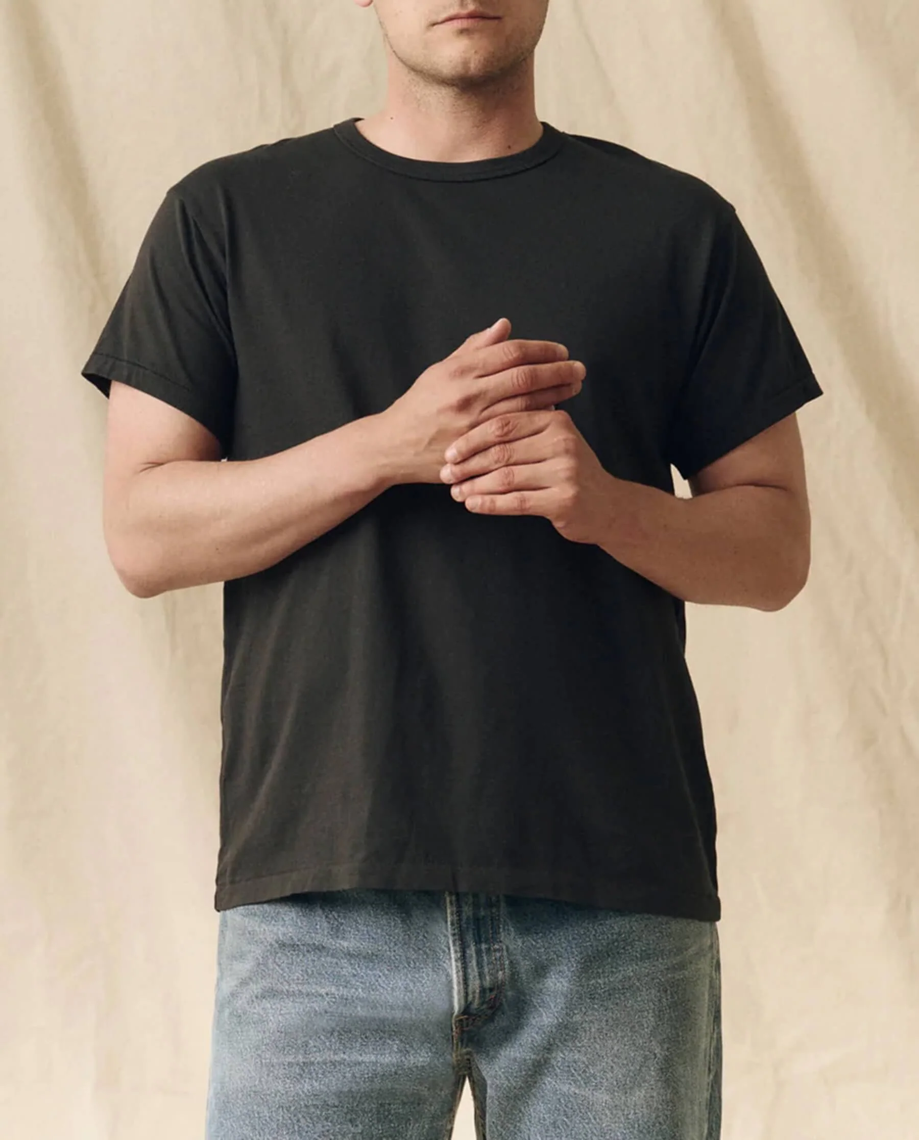 The Men's Pure Knits Boxy Crew. Solid -- Almost Black - Image 4