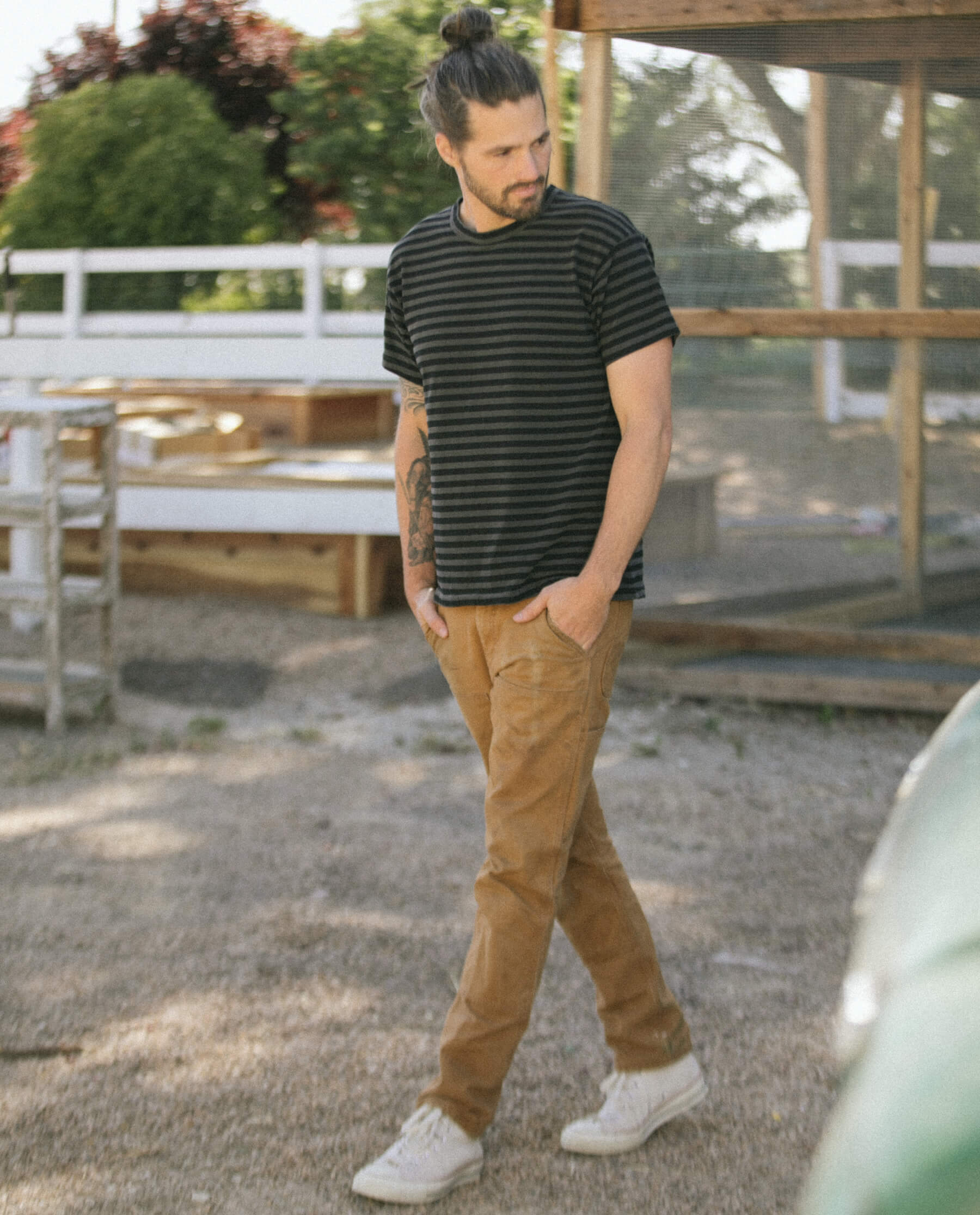 The Men's Boxy Crew. -- Black and Charcoal Stripe - Image 3