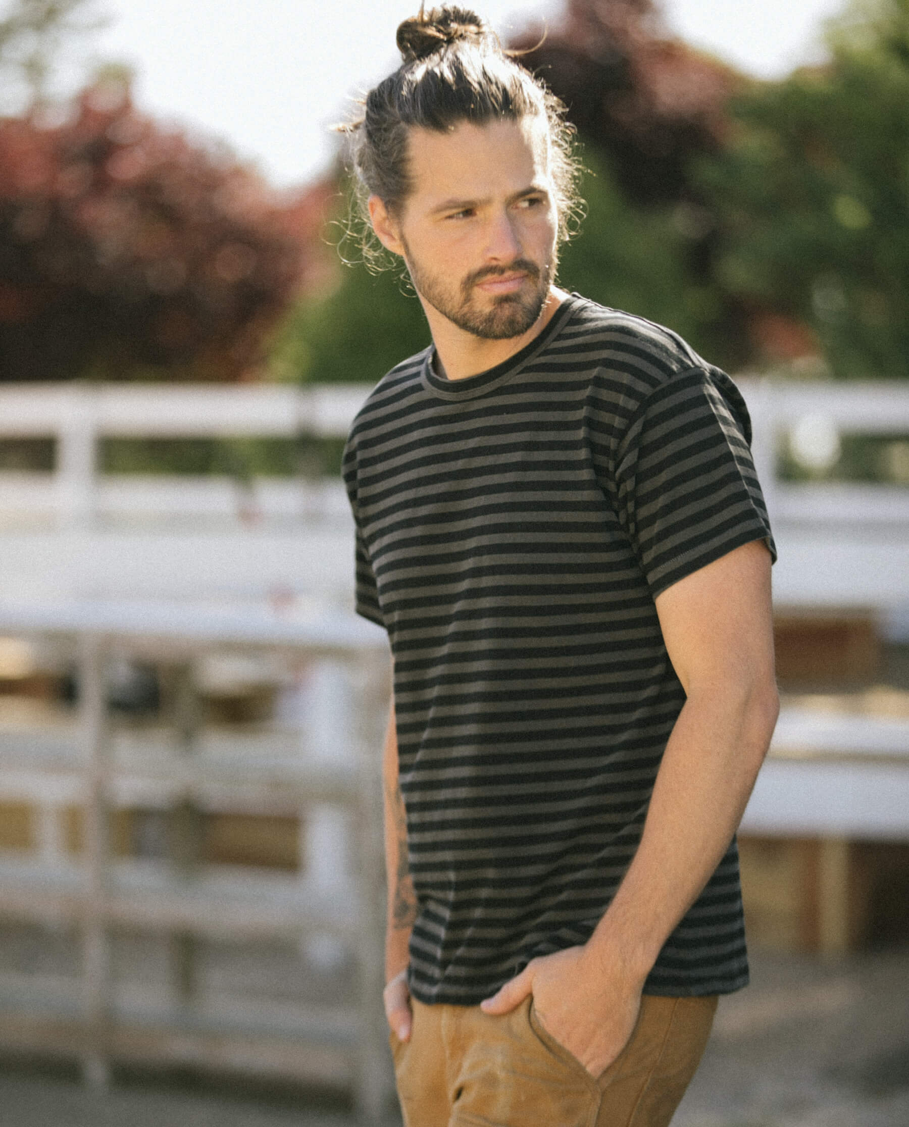 The Men's Boxy Crew. -- Black and Charcoal Stripe - Image 4
