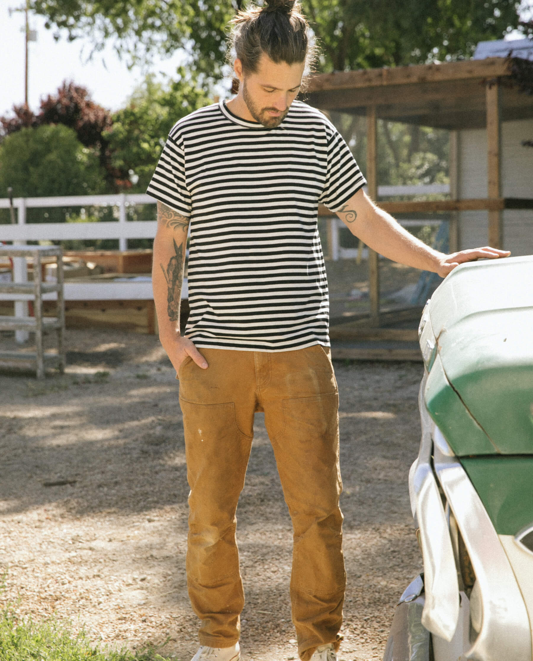 The Men's Boxy Crew. -- Black and Cream Stripe - Image 5