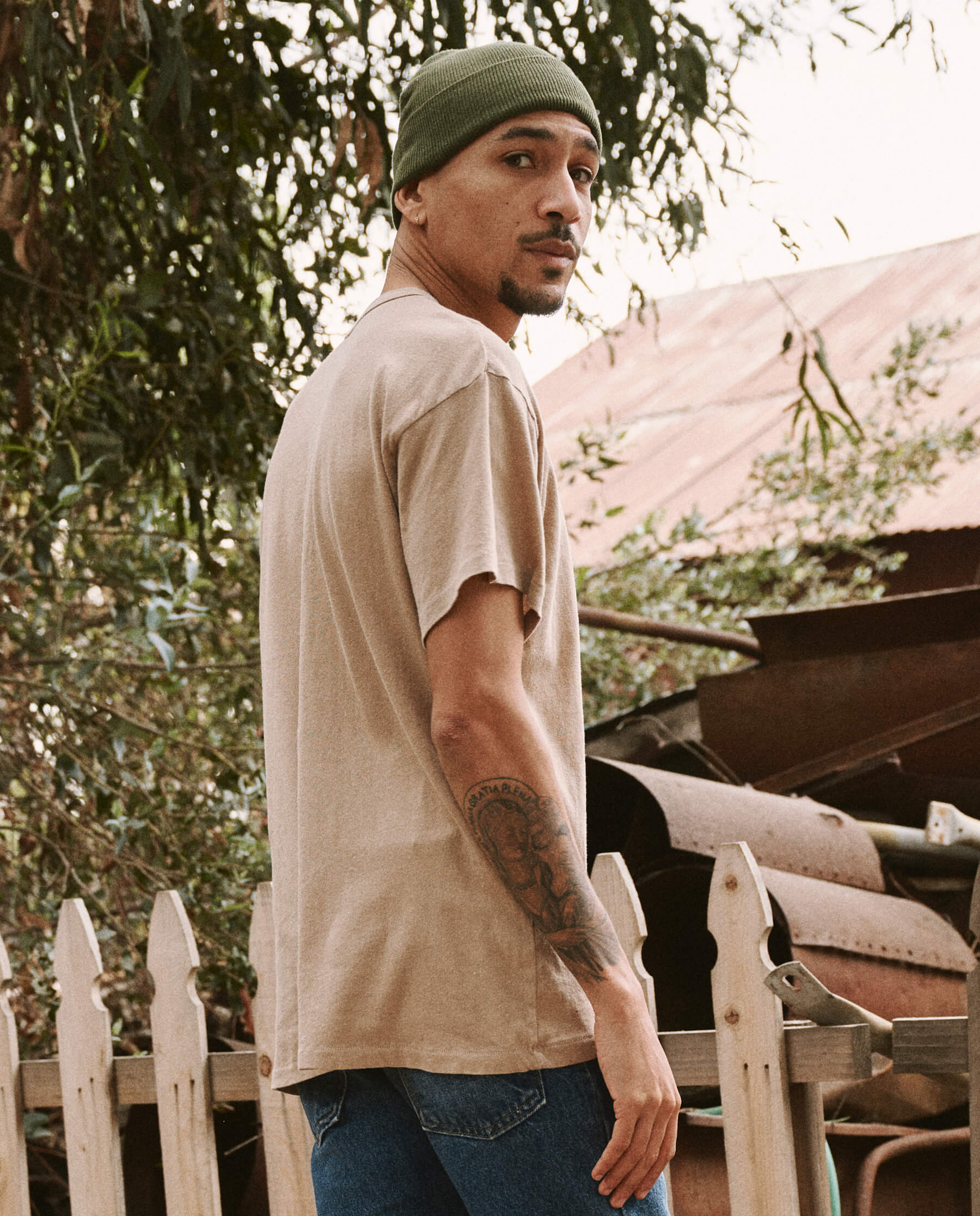 The Men's Boxy Crew. Solid -- Khaki - Image 3