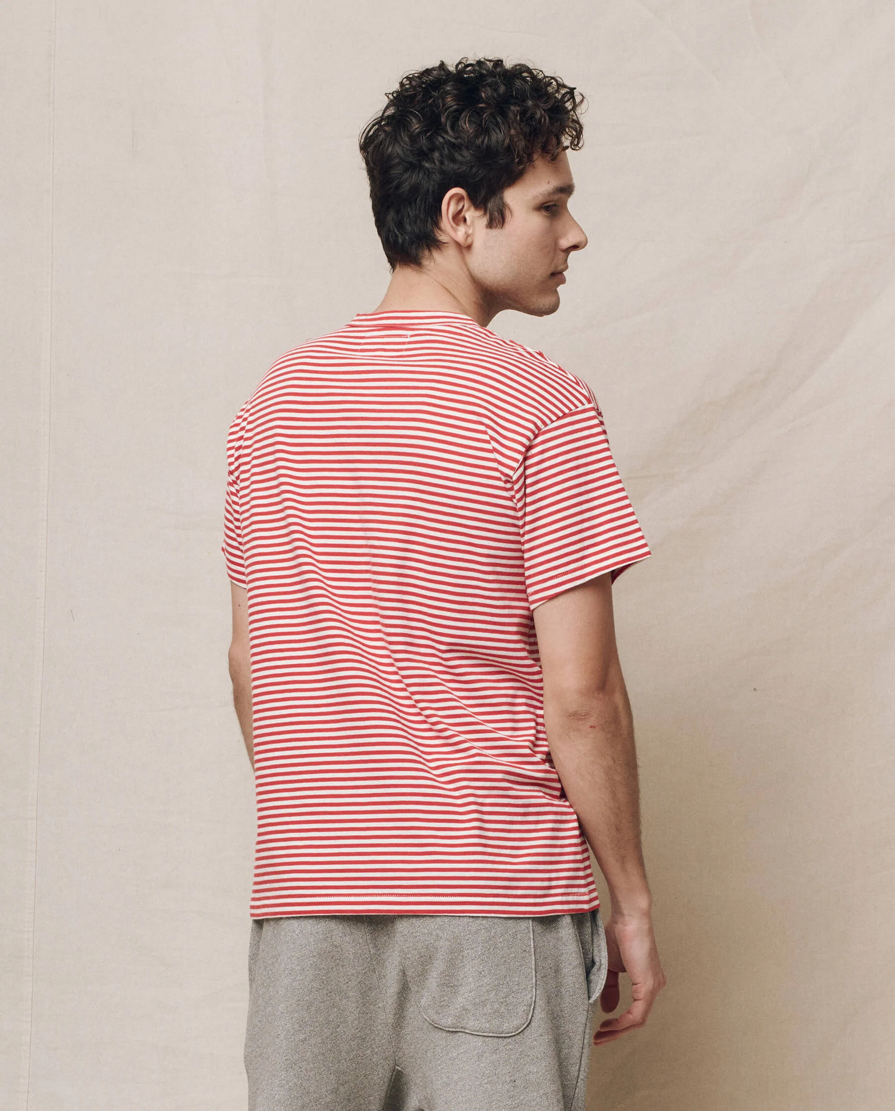 The Men's Boxy Crew. -- Sun Cherry Stripe - Image 2