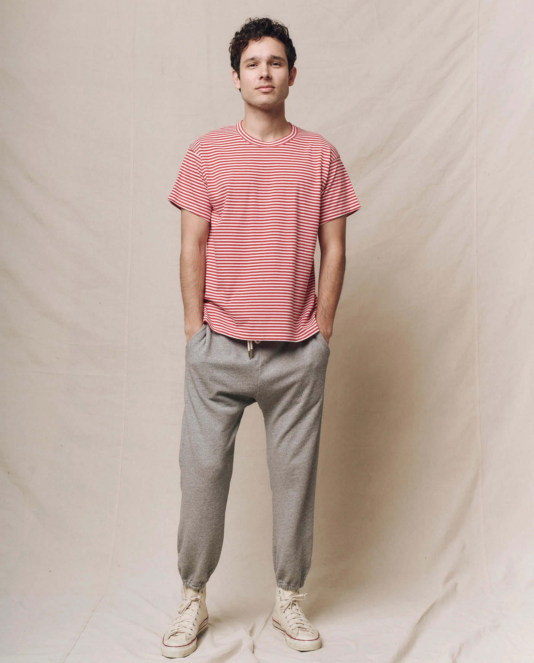 The Men's Boxy Crew. -- Sun Cherry Stripe - Image 4