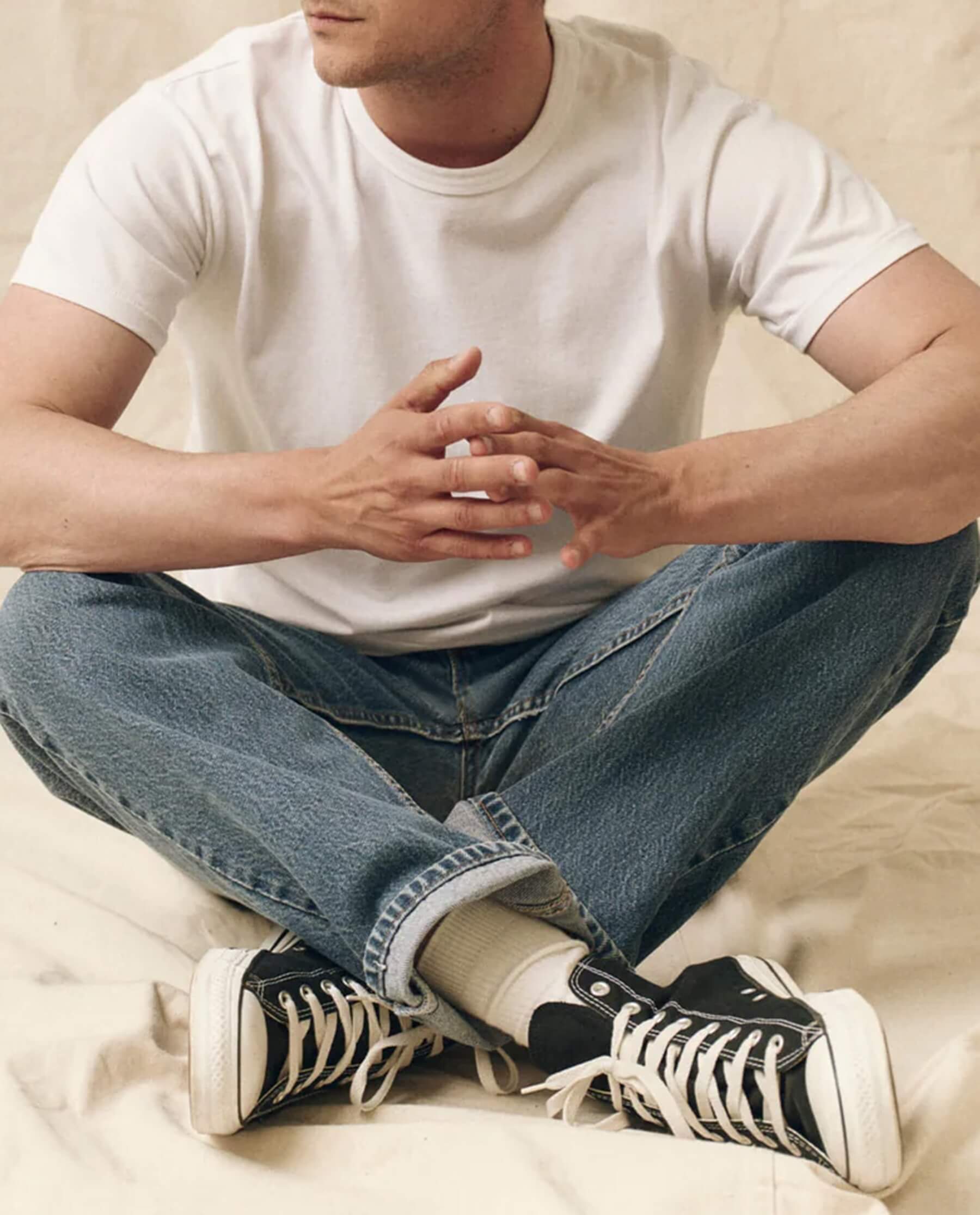 The Men's Pure Knits Boxy Crew. Solid -- True White - Image 4