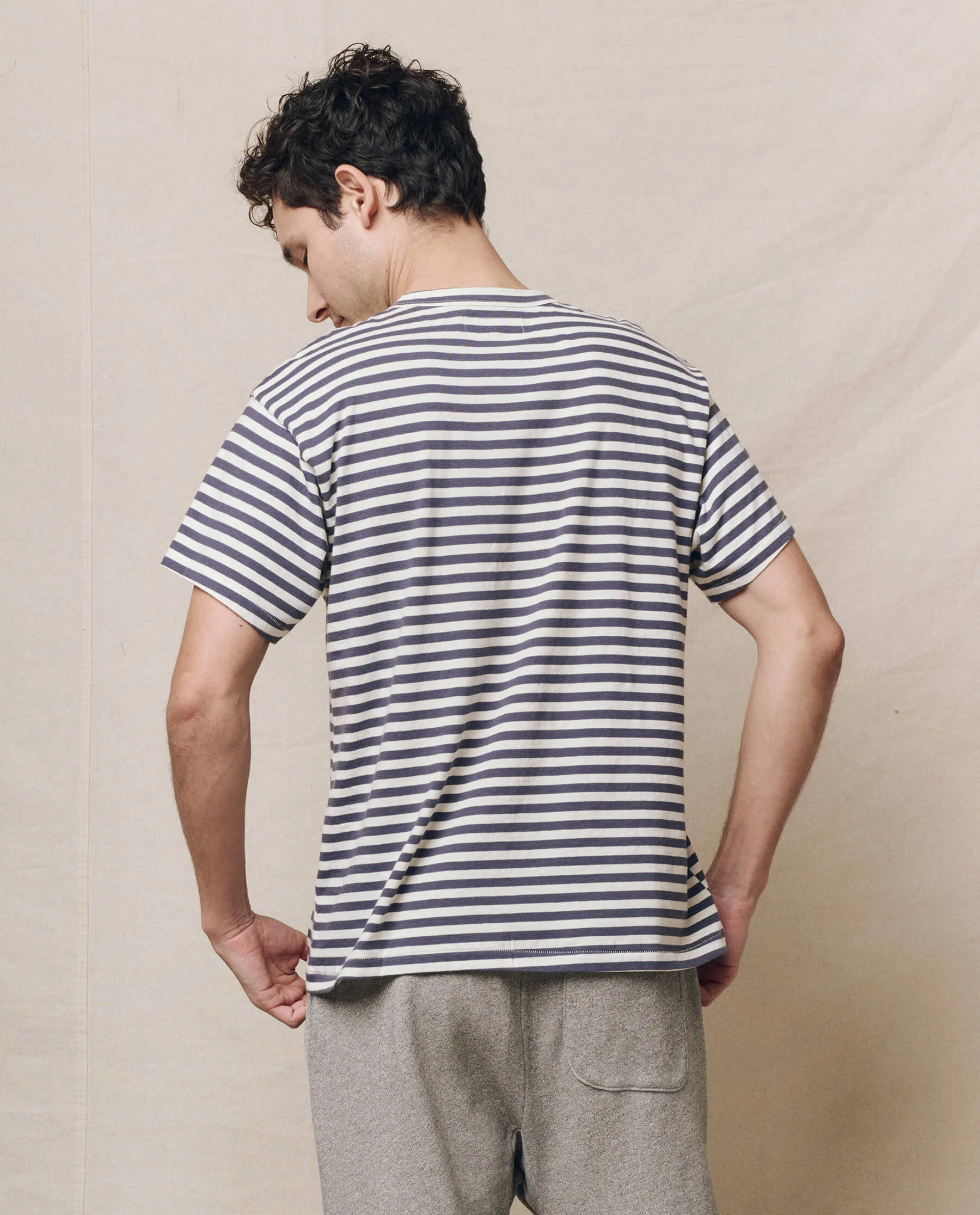 The Men's Boxy Crew. -- Vintage Blue Stripe - Image 2