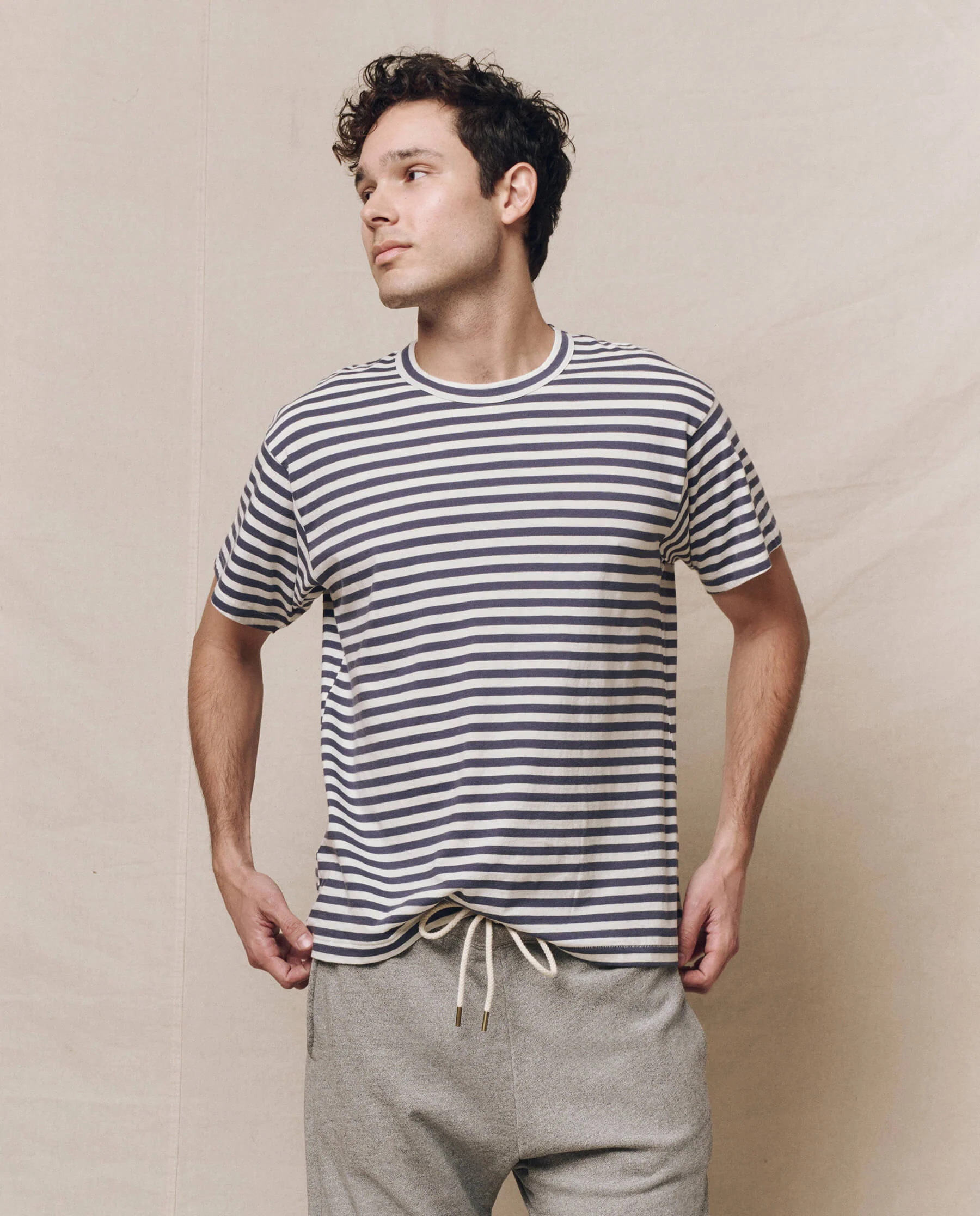 The Men's Boxy Crew. -- Vintage Blue Stripe - Image 3