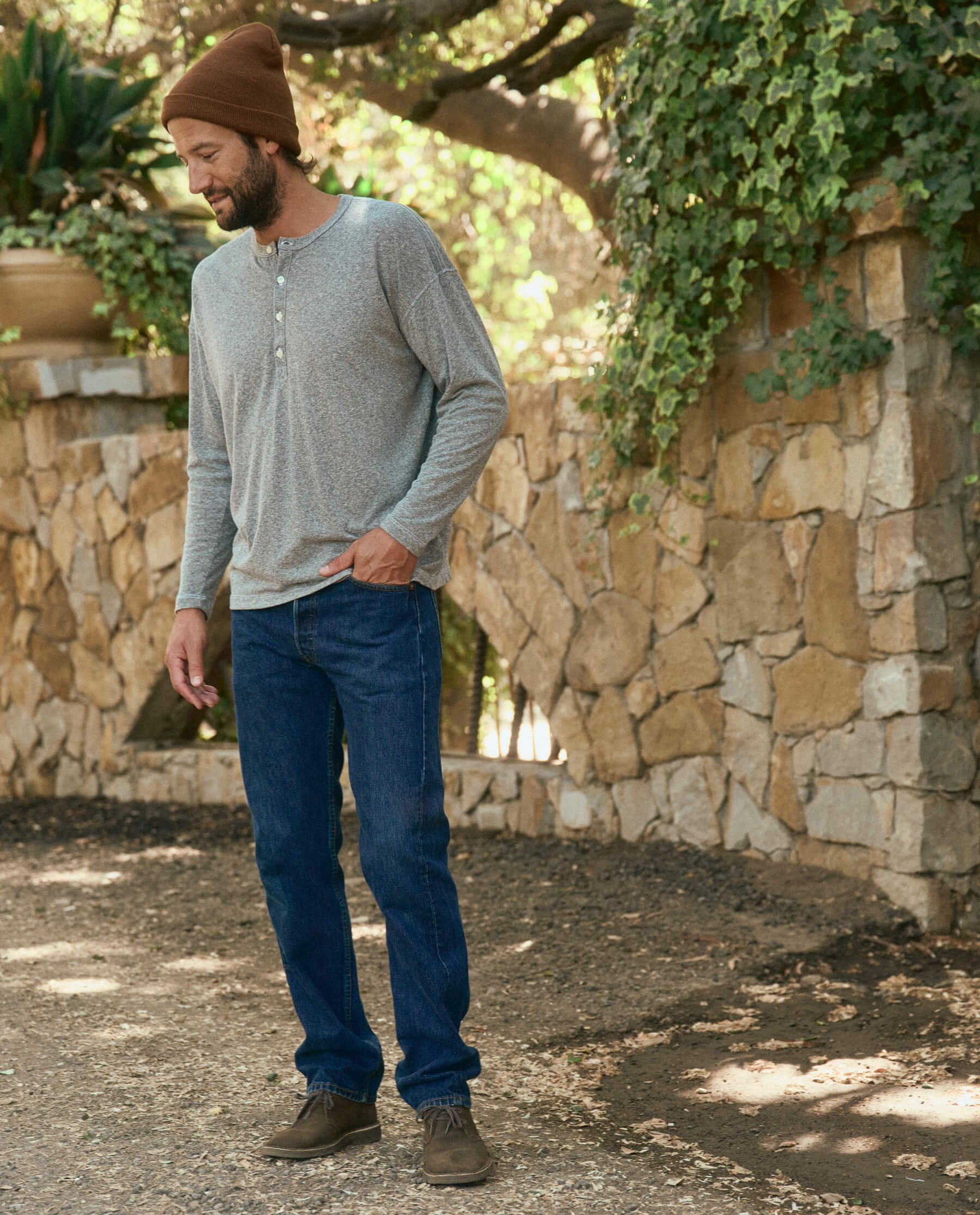 The Men's Boxy Henley. -- Heather Grey - Image 3