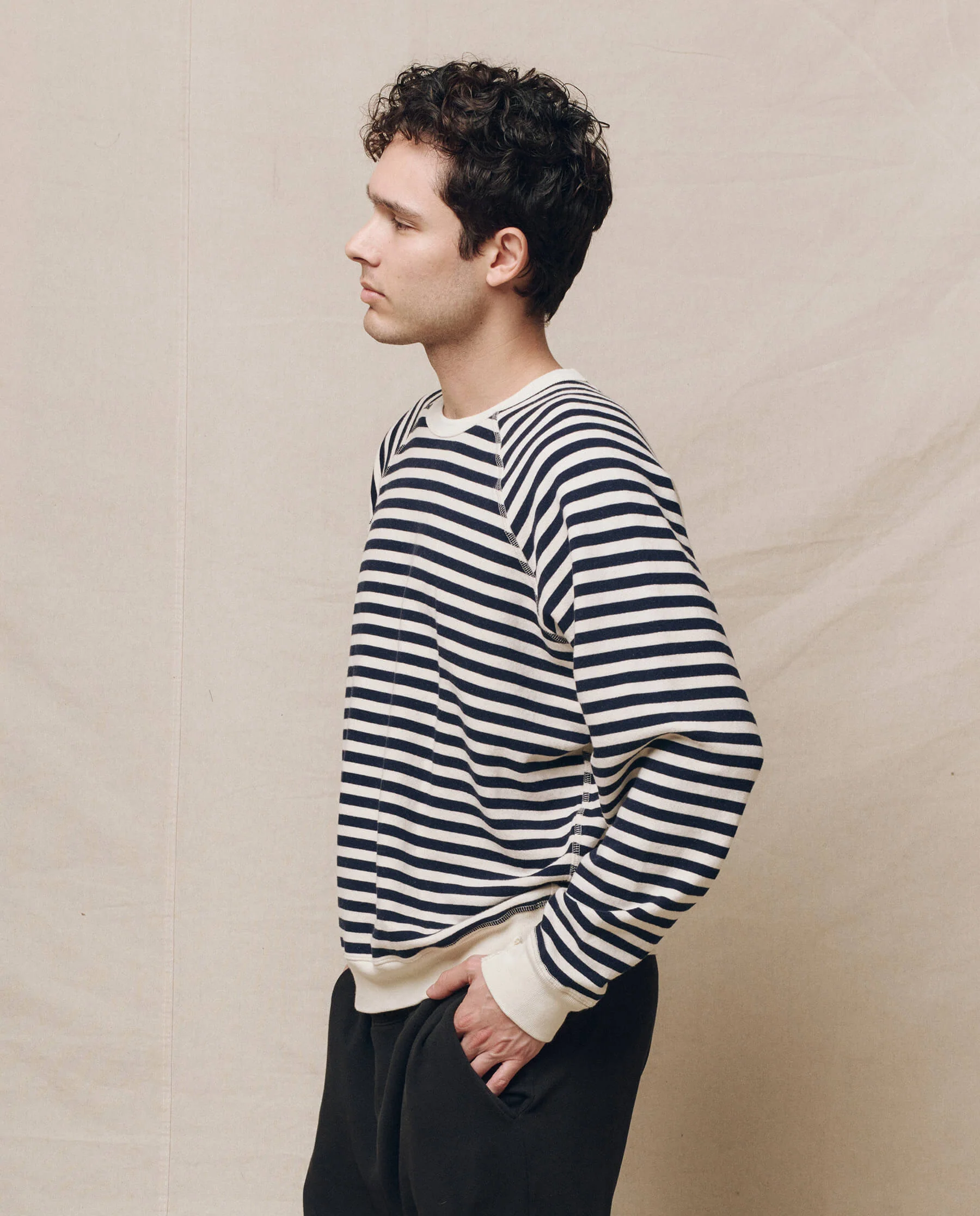The Men's College Sweatshirt. -- Navy Sailor Stripe - Image 3